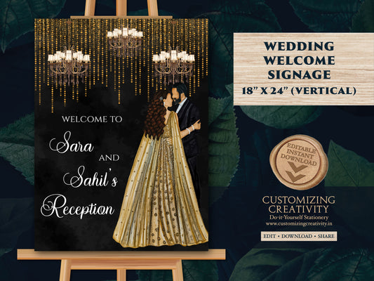 Indian Reception sign & Indian Wedding Reception sign, Indian Reception Welcome signs as Welcome to Reception sign, Indian Reception signage