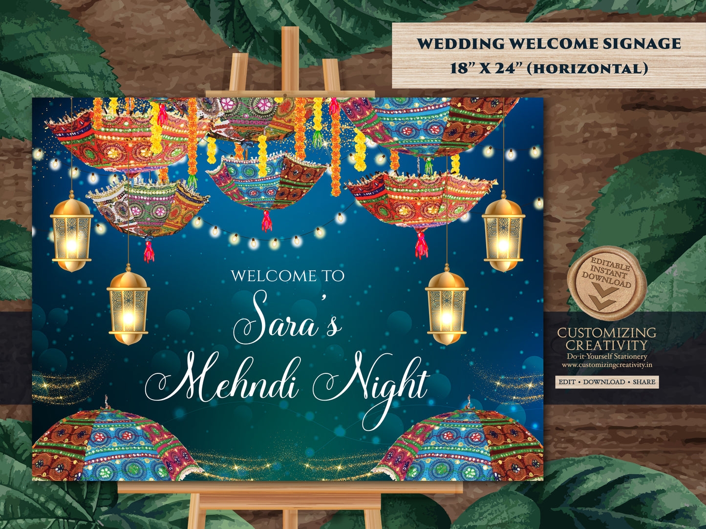 Mehndi Decor Signs as Mehndi Signs, Mendhi Umbrella decor as Mehendi decor, Mendhi poster, Mehndi Welcome signs & Mendhi decor sign Umbrella