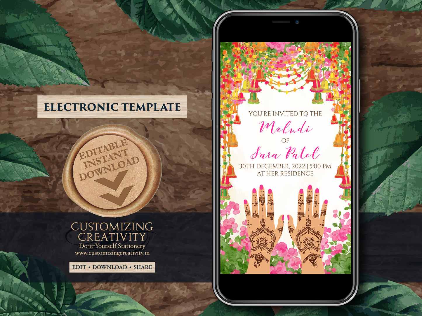 Mehendi invitations, Mehndi invitations as Mendhi invites, Henna Party invites Mehndi Invites, Mendhi Night invites & Digital Mehndi invites
