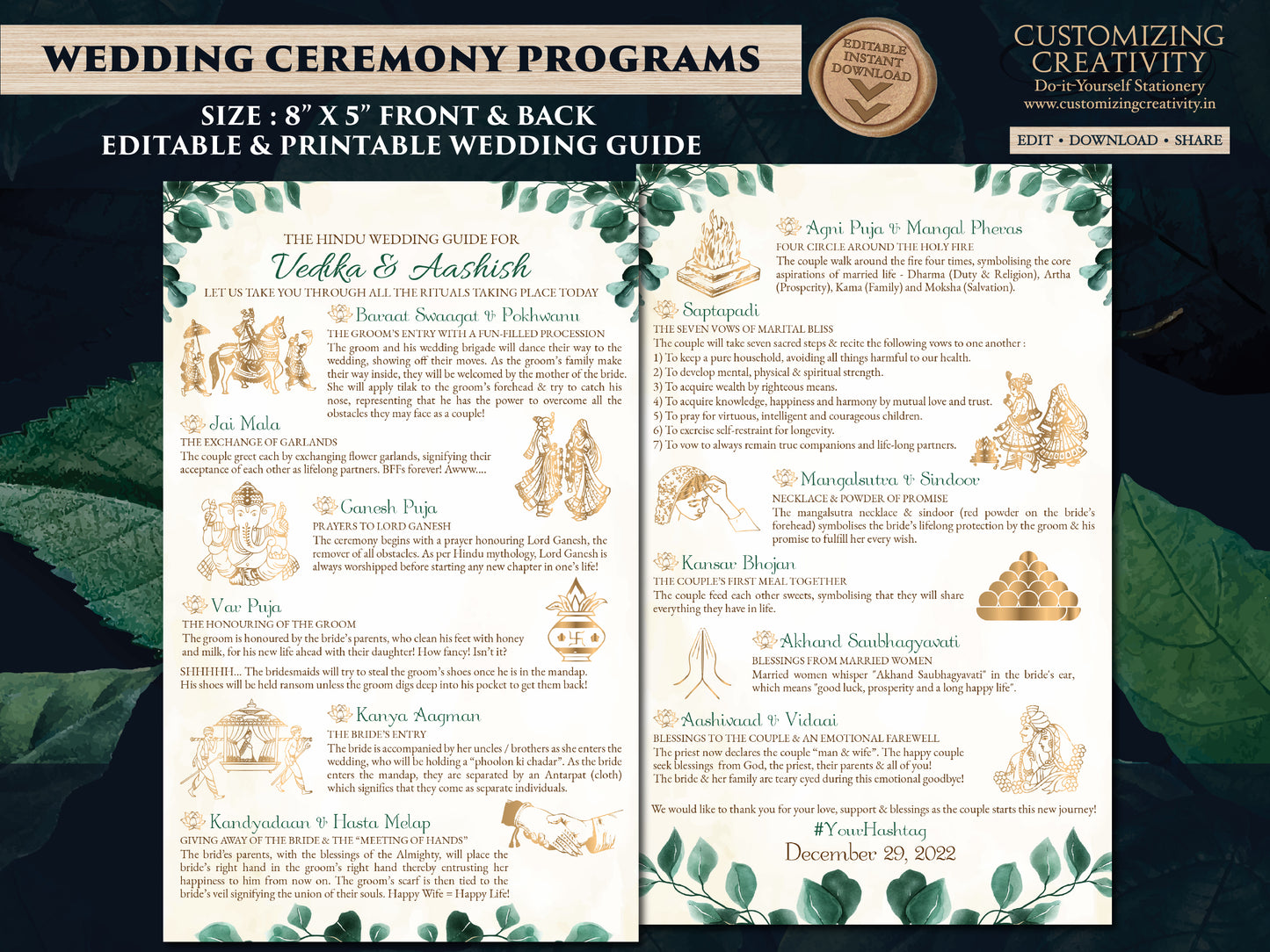 Gujarati Wedding Program & Indian Wedding program, Hindu Wedding program as Indian Wedding guide Gujrati, Gujarati programs Hindu ceremony