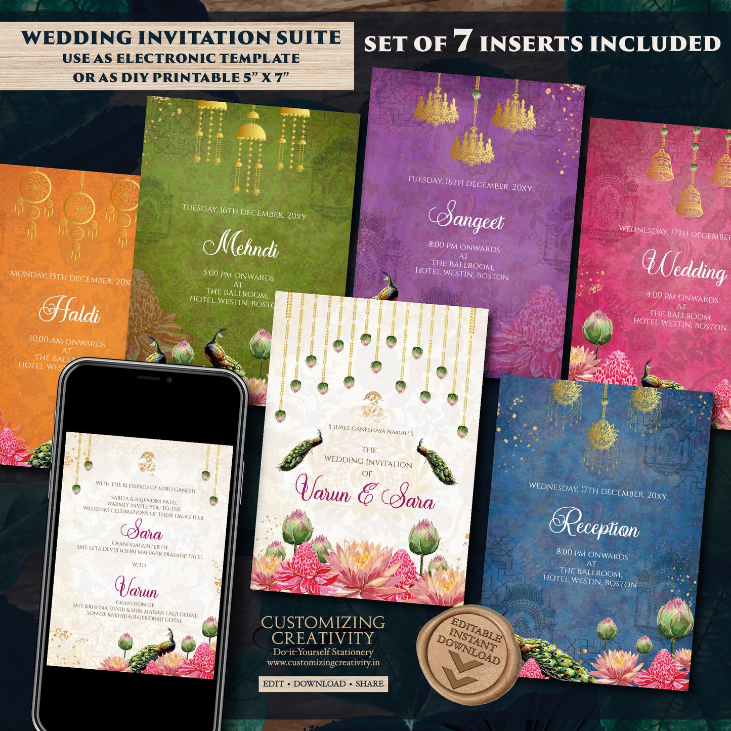 Indian wedding invite Gujarati Kankotri, Digital Hindu Wedding card & Indian Wedding invitation, Hindu invitation as Hindu wedding invite