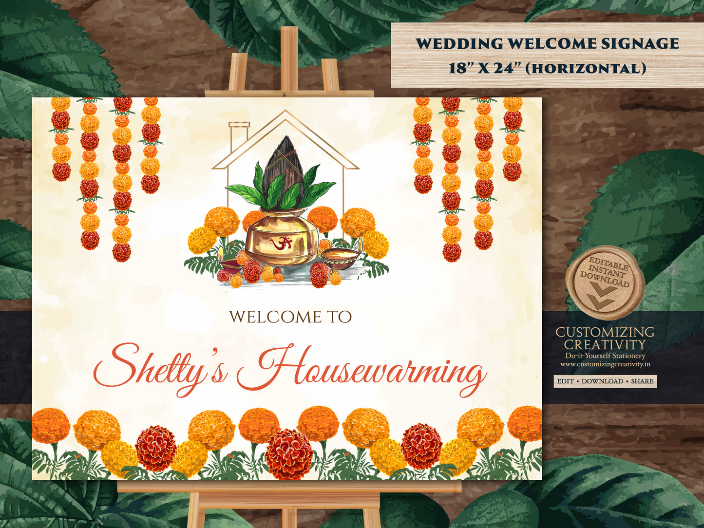 Griha Pravesh sign & Indian Housewarming sign, Housewarming Welcome sign, Indian Home Welcome sign as Welcome House warming Indian Puja sign