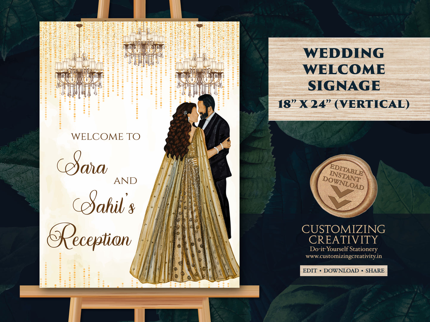 Indian Reception sign & Indian Wedding Reception sign, Indian Reception Welcome signs as Welcome to Reception sign, Indian Reception signage