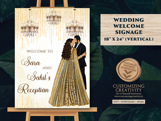 Indian Reception sign & Indian Wedding Reception sign, Indian Reception Welcome signs as Welcome to Reception sign, Indian Reception signage