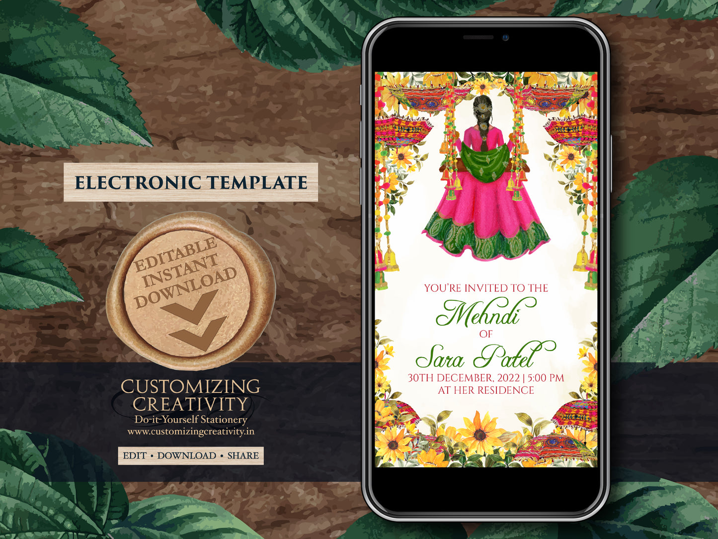 Dholki invitations Mehndi Invites, Mehndi invitations as Mendhi invites, Mendhi Night invites & Digital Mehndi invites, Mehendi invitations