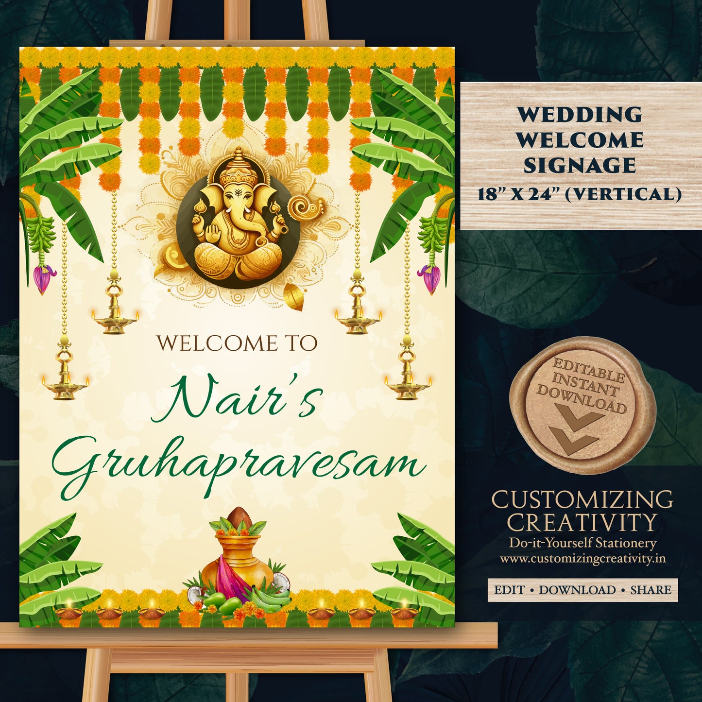 Gruhapravesham signs Indian Housewarming welcome signs, Gruhapravesam Welcome signs Indian Housewarming sign & Grihapravesh Welcome sign