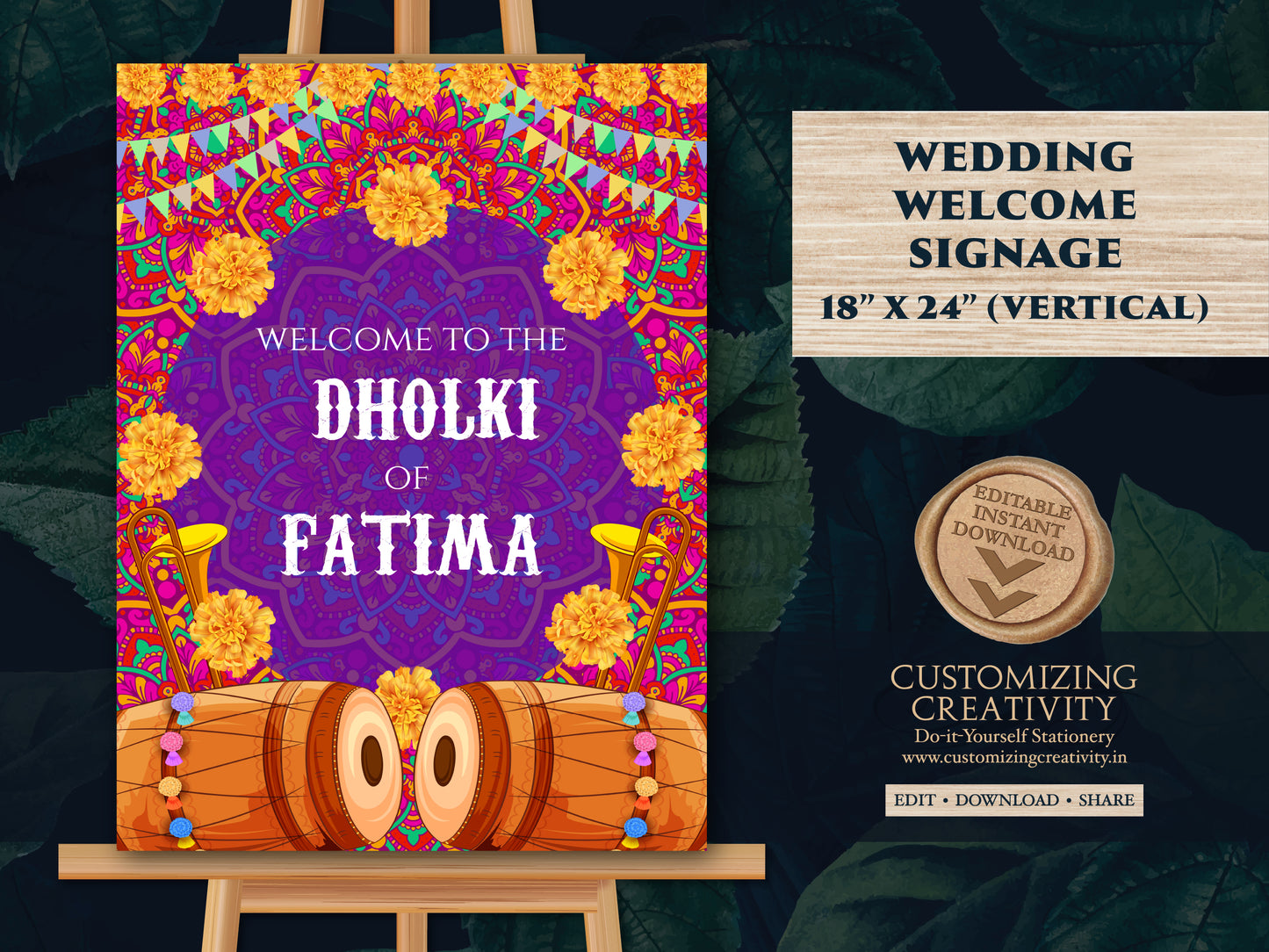 Dholki decorations & Dholki Welcome Signs, Muslim Dholki signs as Dholki Decor sign, Muslim Wedding signs as Dholki Night Signs, Dholak sign