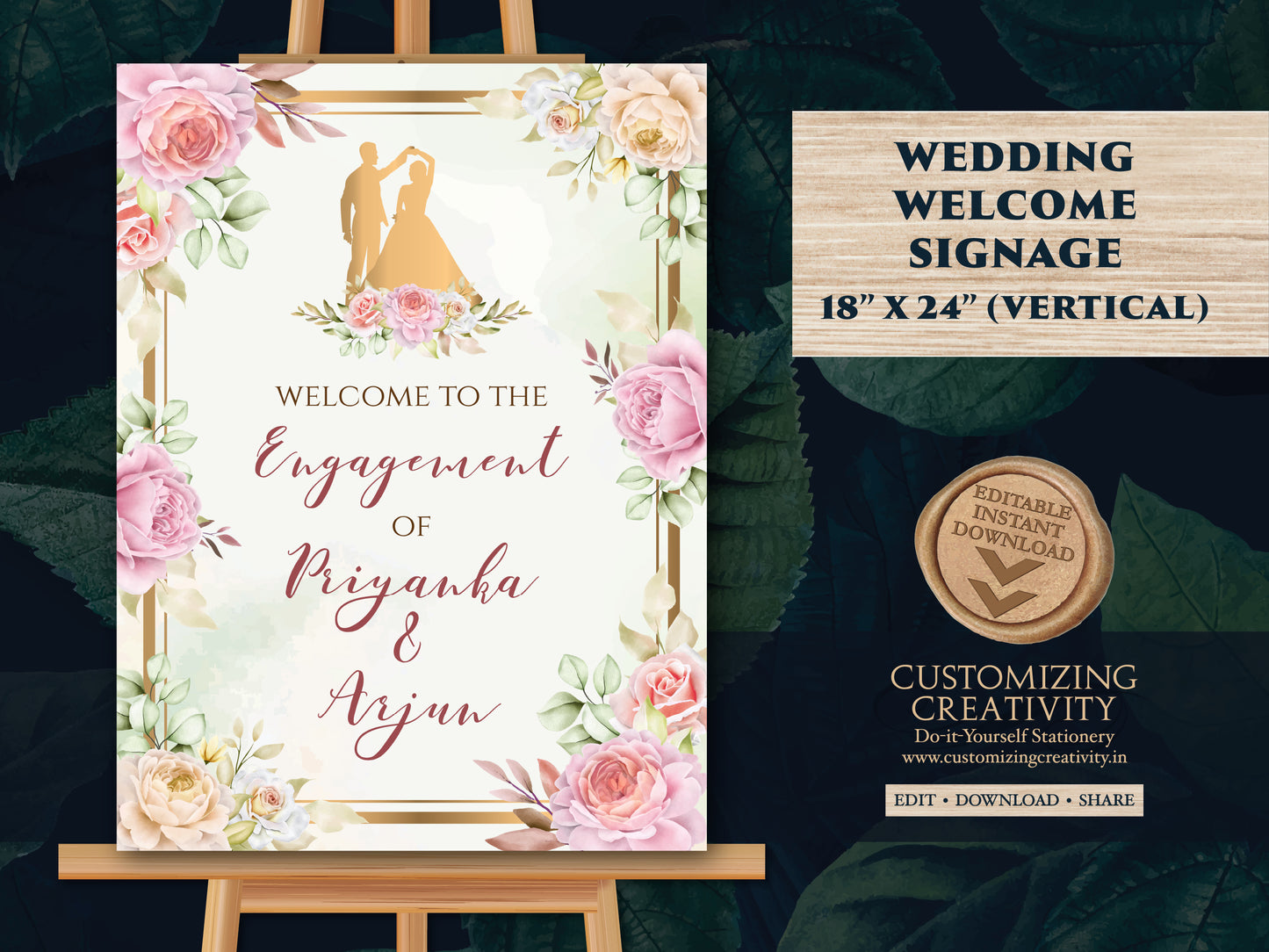 Ring Ceremony sign & Indian Engagement Sign, Engagement Welcome sign as Ring Ceremony Welcome Signs, Welcome Engagement sign as Roka signs