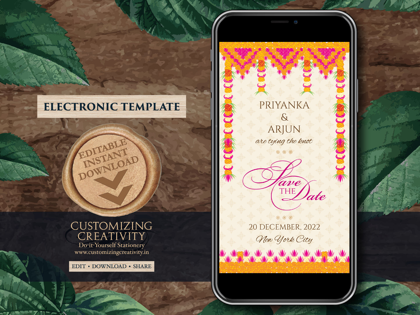 Indian Save the date Digital as Hindu Wedding Save the dates, Royal Save the date Traditional & Whats App Wedding Save the Date Electronic