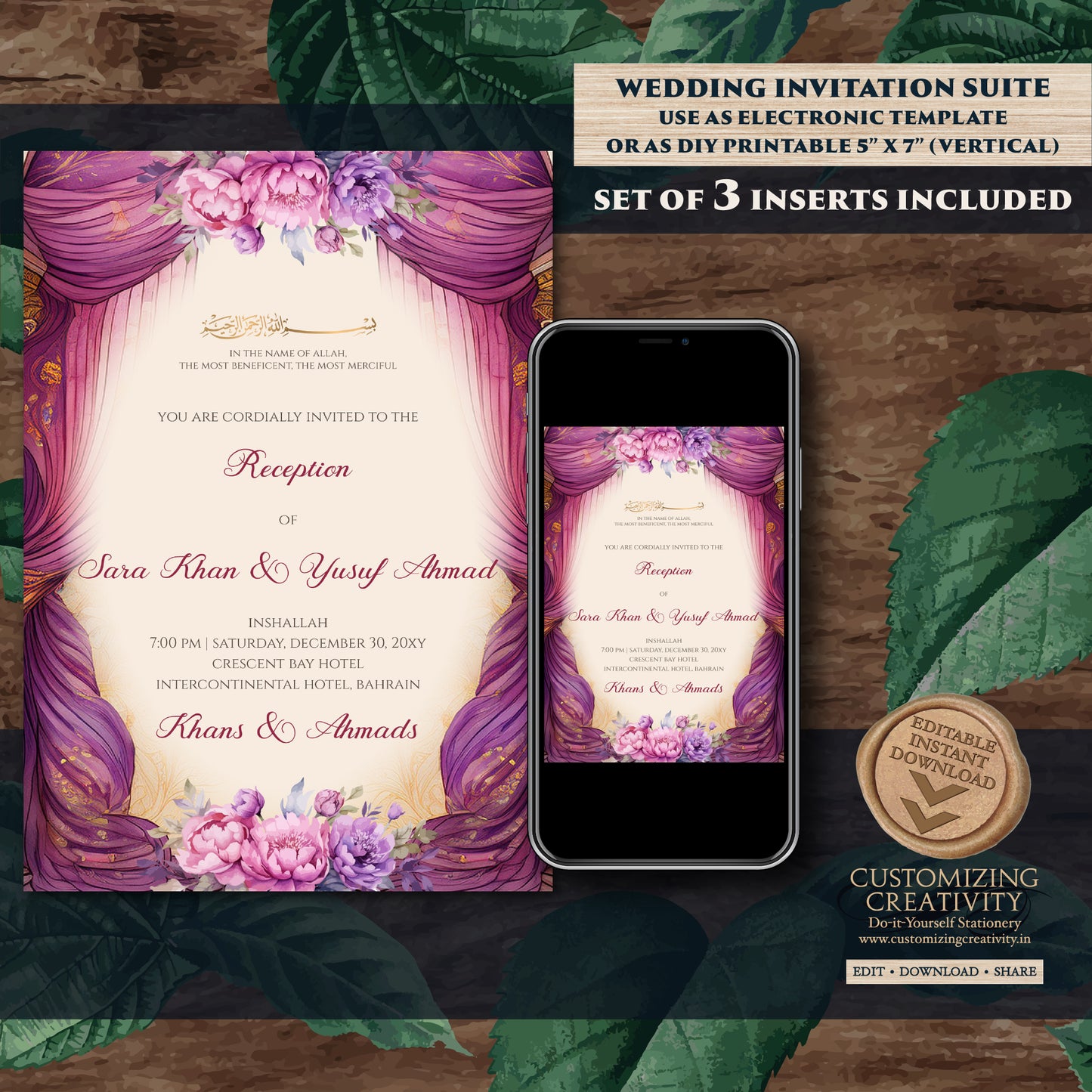 Digital Nikkah invitations Muslim wedding Invites, Digital Islamic Wedding Invitations & Muslim wedding cards as Digital Nikkah invites