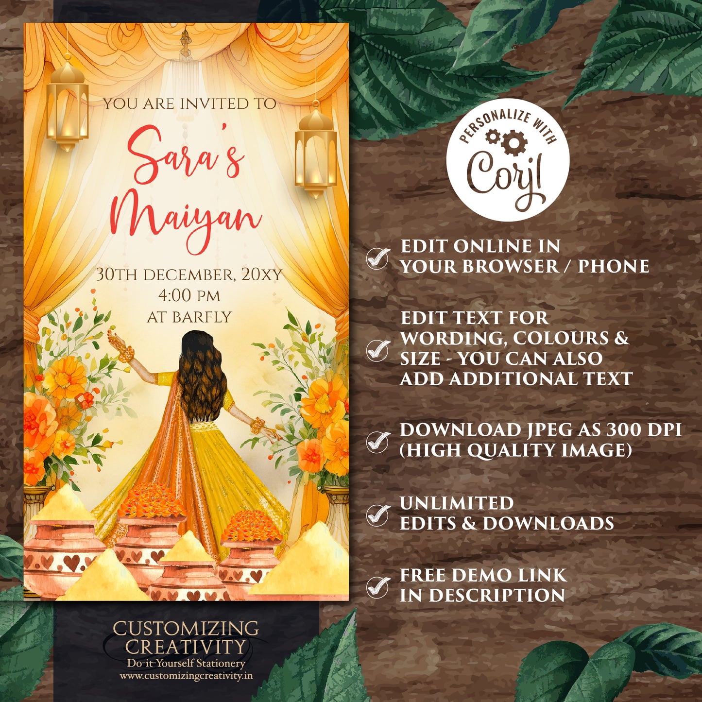 Pithi invitations Maiyan invitations, Haldi invites Digital Haldi invitations & Mehndi invitations, Digital Maiyan invites as Pithi invites