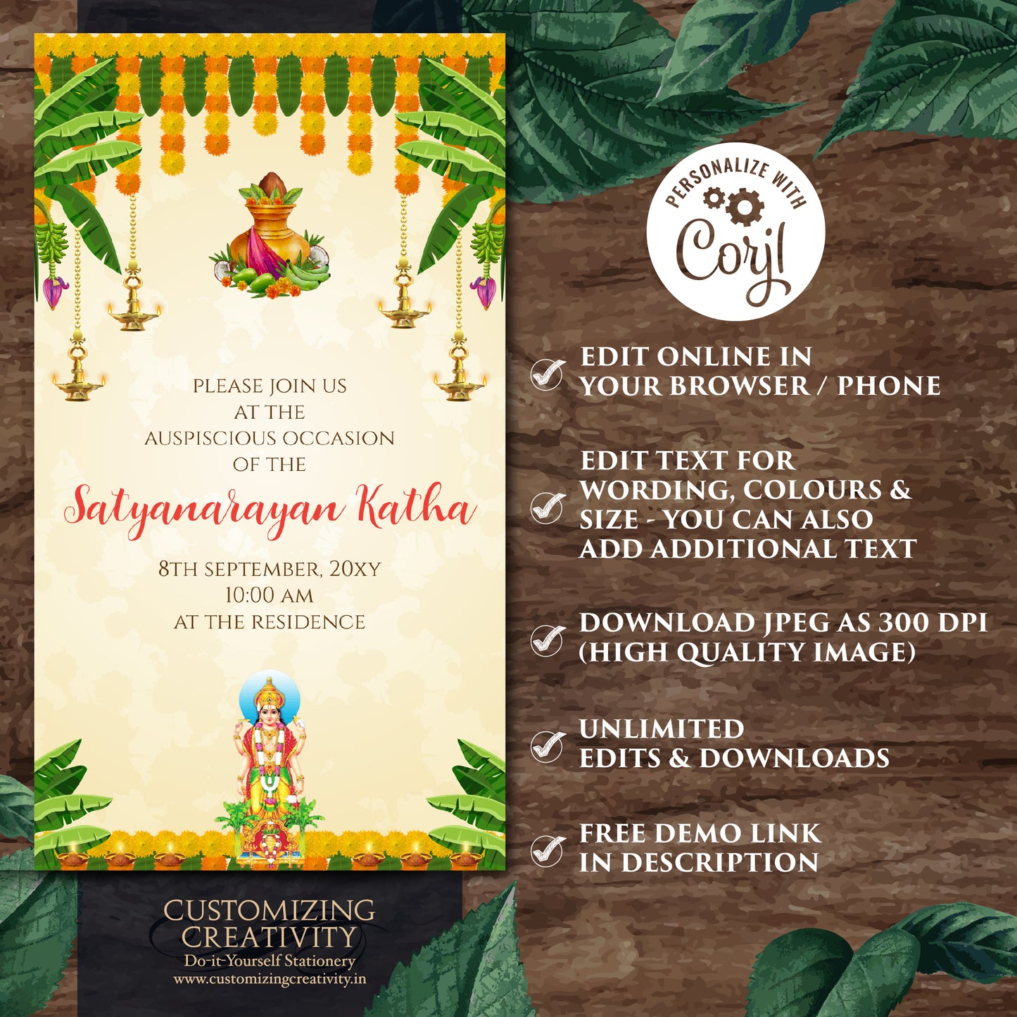 Indian pooja invite Satyanarayan katha invitation, Satyanarayan pooja invitation Indian Satya Narayan katha invitation, Satyanarayan invite