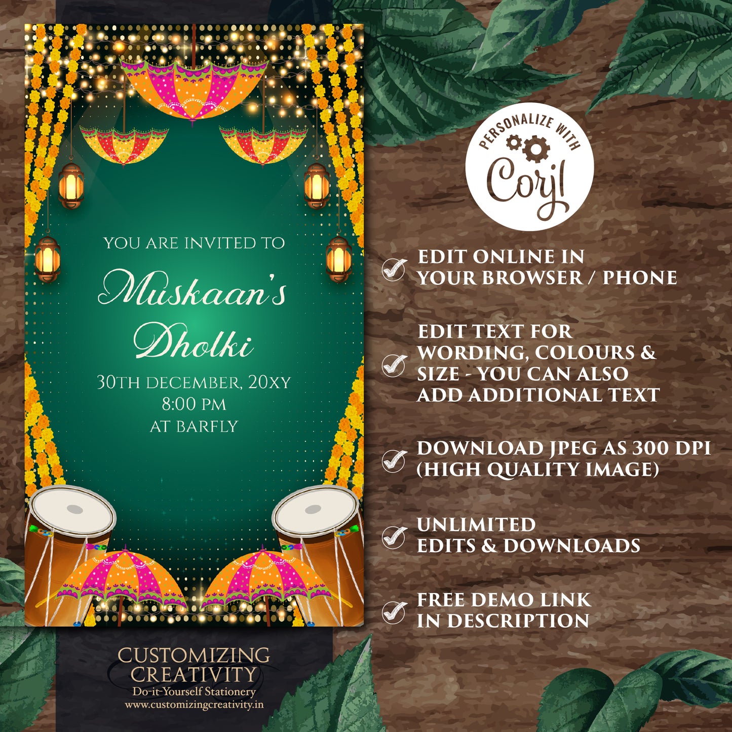 Mehndi invitation Muslim Mehndi invites, Dholki invitations & Digital Dholki invites, Mehendi invite as Digital Pakistani wedding invitation