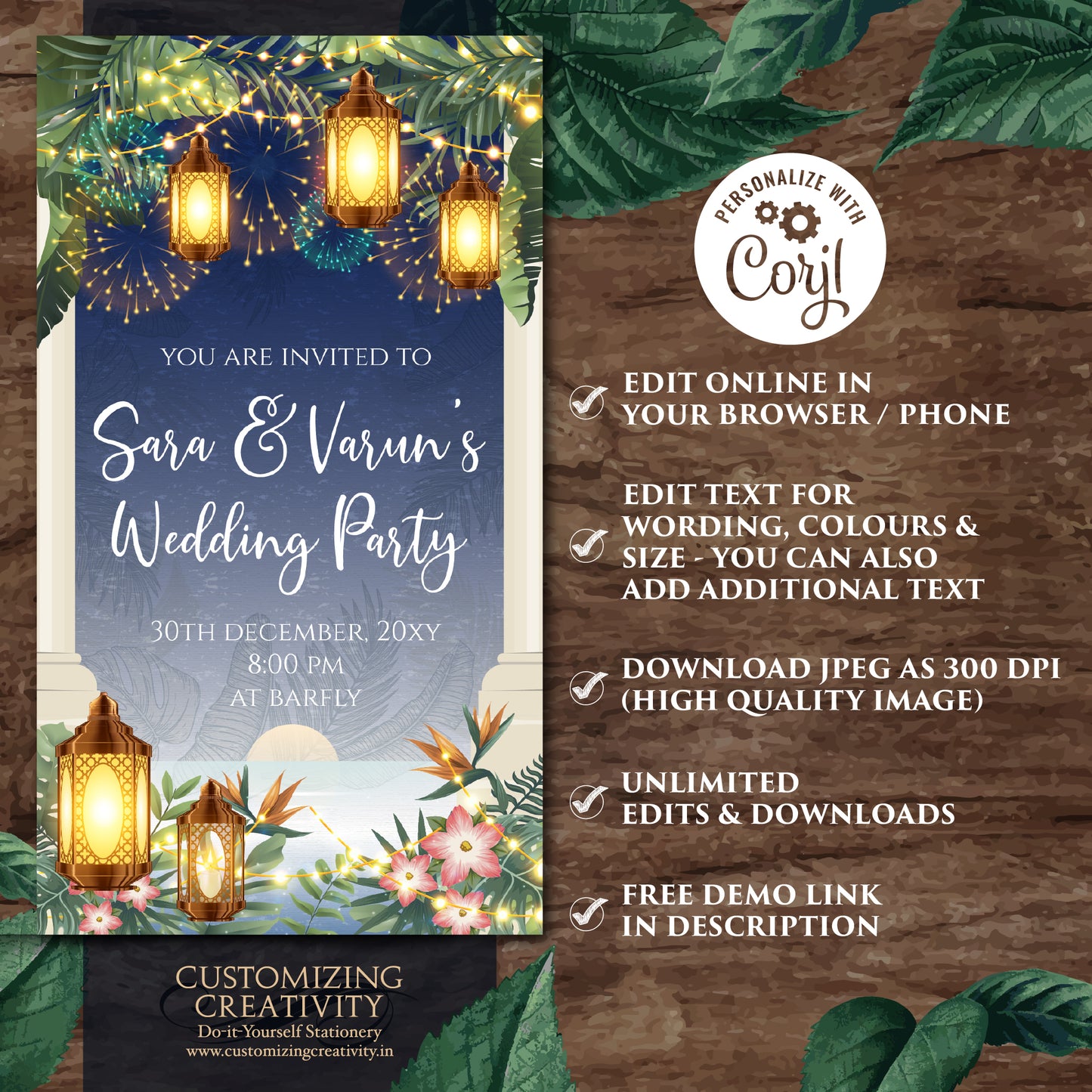 Indian Youngsters Party invite & Digital Indian Cocktail Party invitation, Indian Wedding After Party invite Digital Wedding Cocktail invite