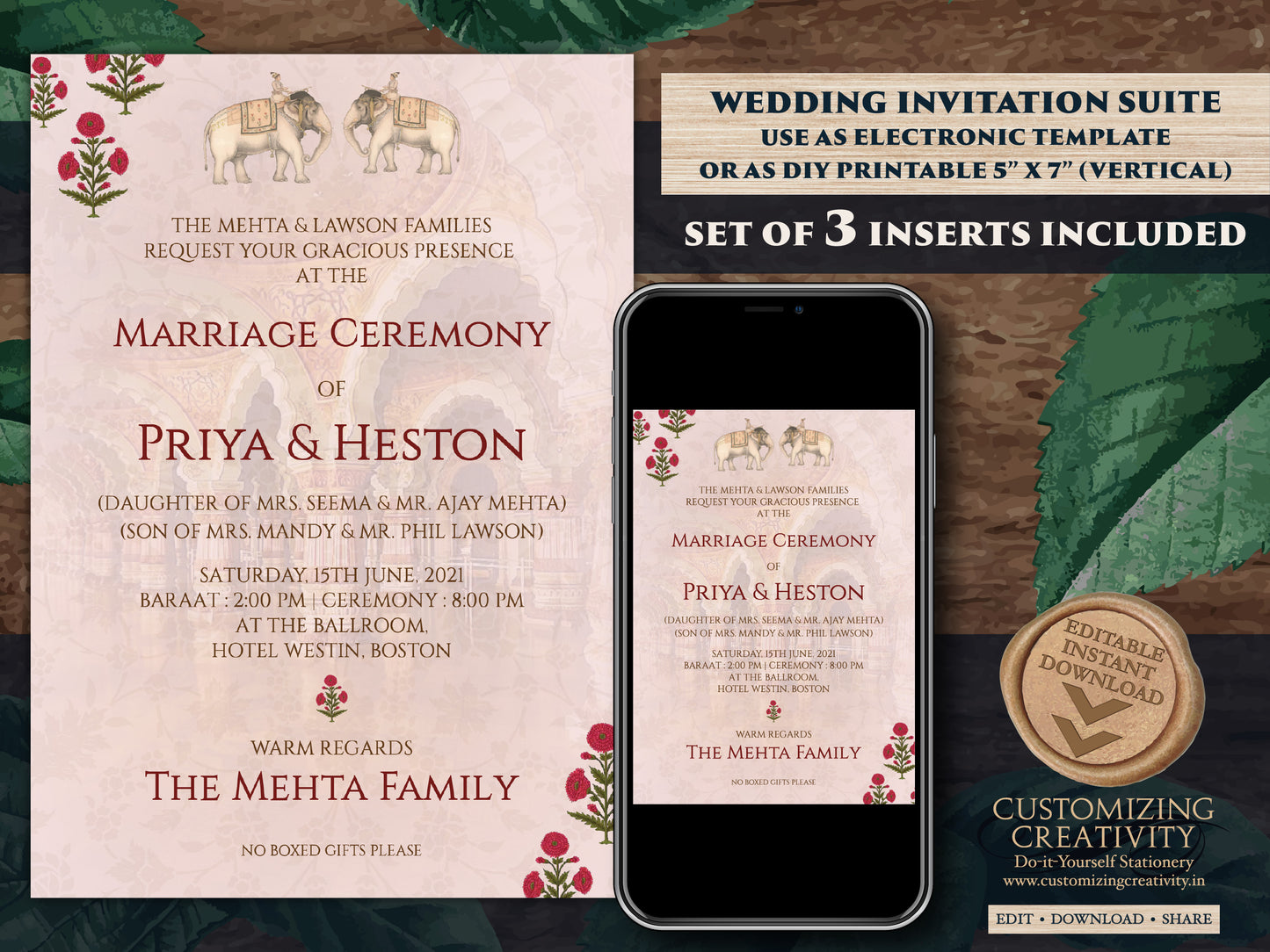 Elephant invitations Wedding as Indian Elephant invite, Royal Wedding card Pastel & Hindu Wedding card Elephant, Indian invitations Elephant