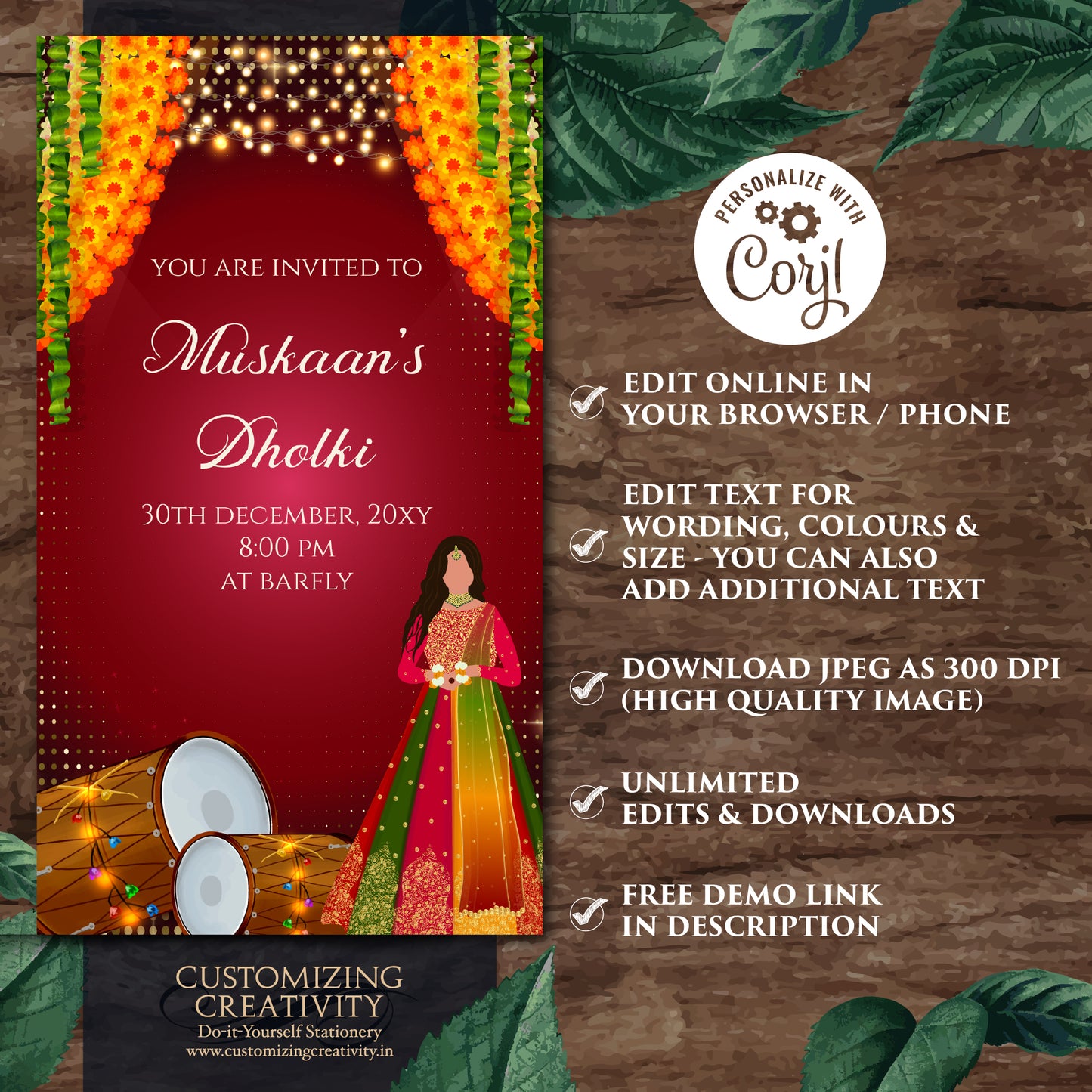 Dholki invitations Muslim Mehndi invites, Digital Dholki invites & Mehndi invitation, Mehendi invite as Digital Pakistani wedding invitation