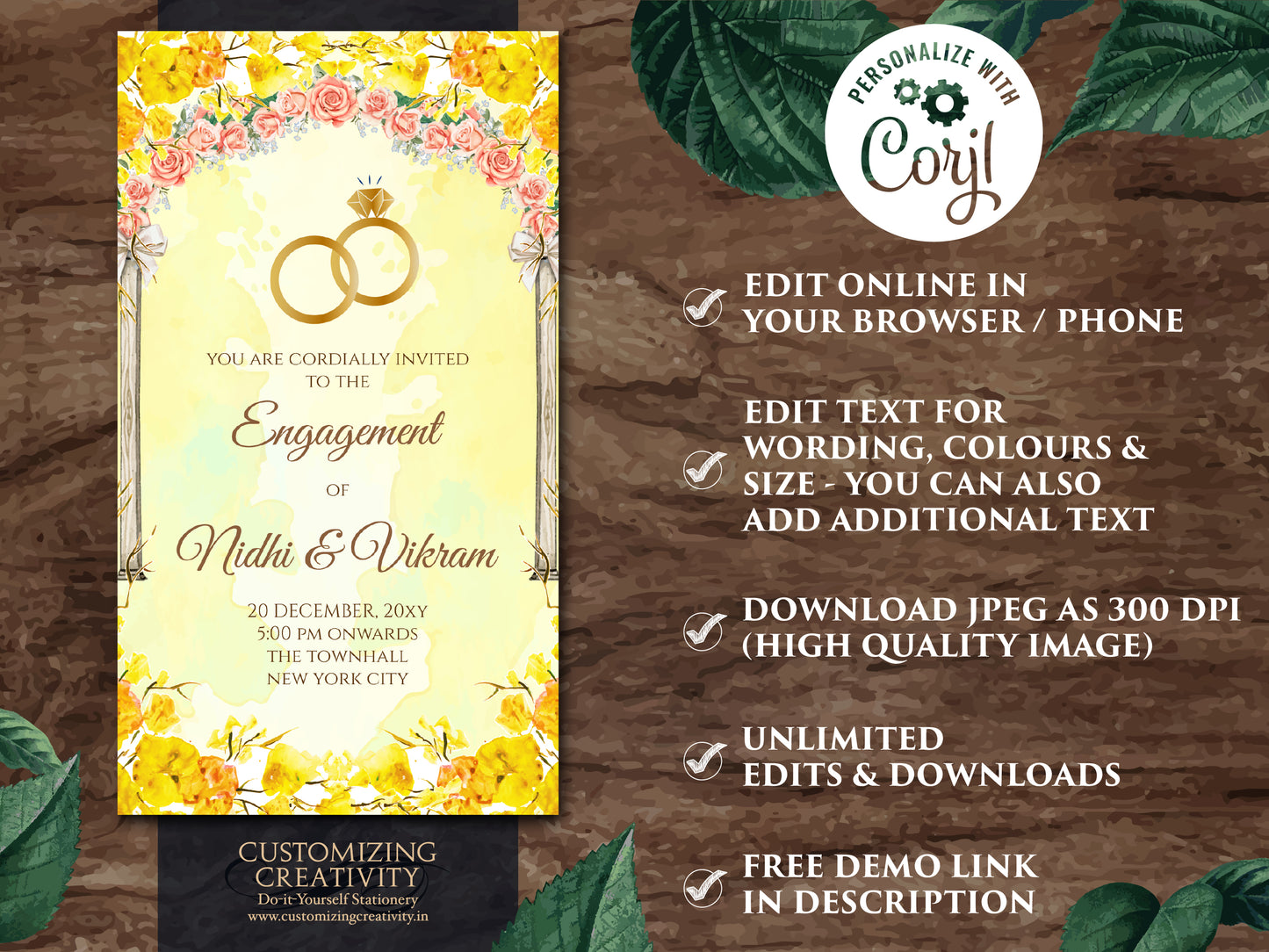 Digital Ring Ceremony Invites Indian Engagement invitations Electronic, Indian Ring Ceremony invitation & Digital Engagement invite template