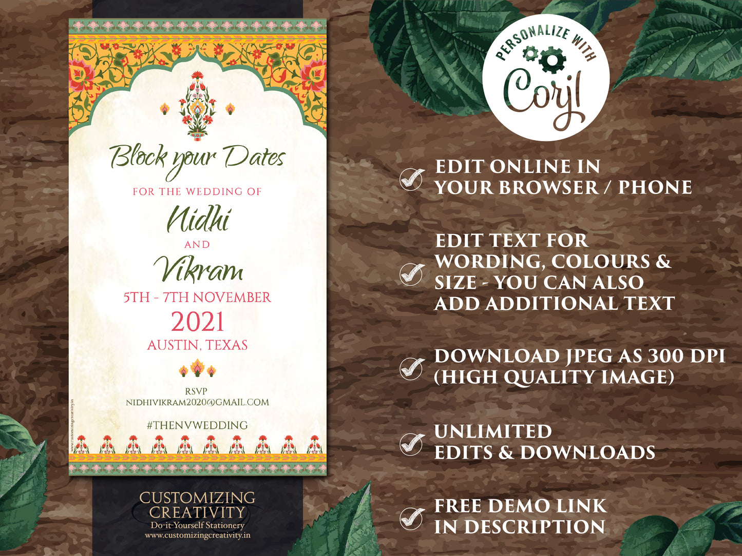 Royal Save the date card Hindu as Electronic Save the Date Muslim wedding, Nikkah Save the Date Arabic & Hindu Save the Date Indian Digital