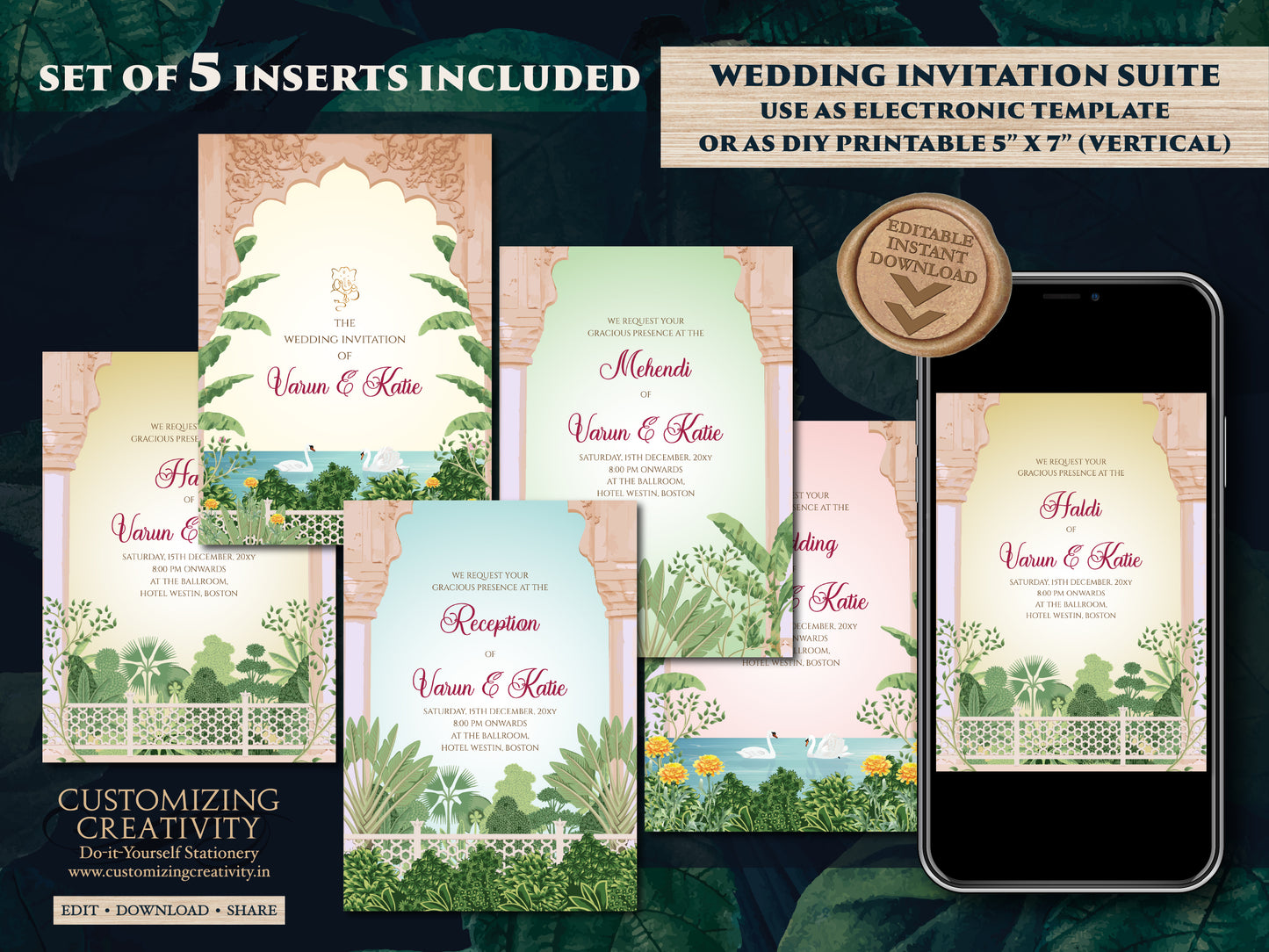 Digital Indian wedding invitation Gujarati Kankotri, Indian wedding card as Indian Wedding invite, Hindu invitation as Hindu wedding invite