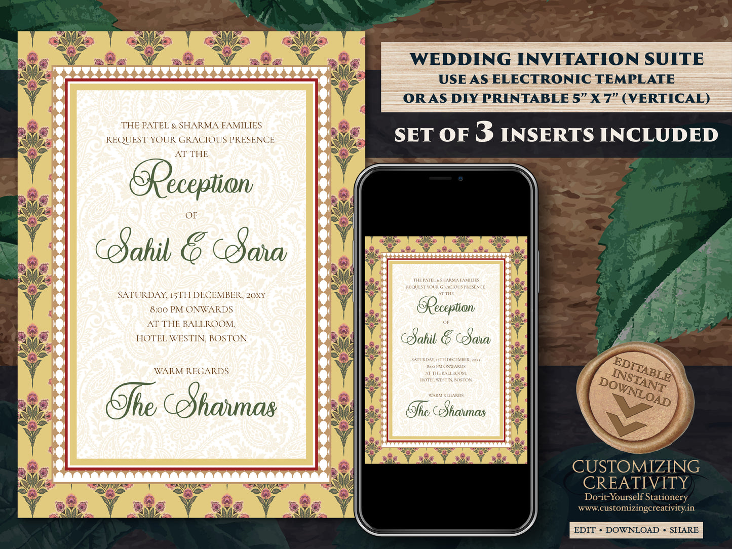 Digital Indian Wedding cards & Indian wedding invitation, Hindu wedding card as Hindu Wedding invite, Hindu Wedding Invitation Indian invite