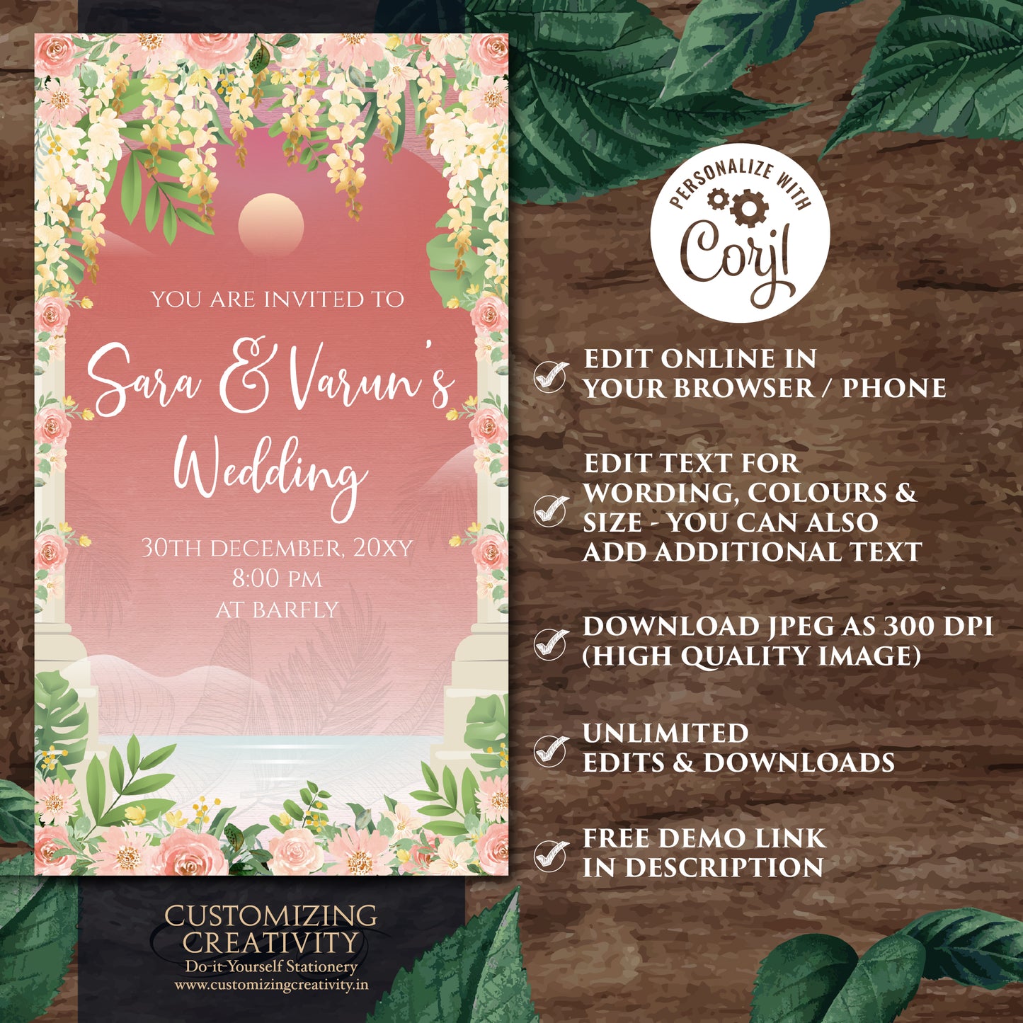Digital Indian invitation Indian wedding card, Hindu Wedding invite & Indian wedding invite as Hindu Wedding cards Indian Wedding invitation