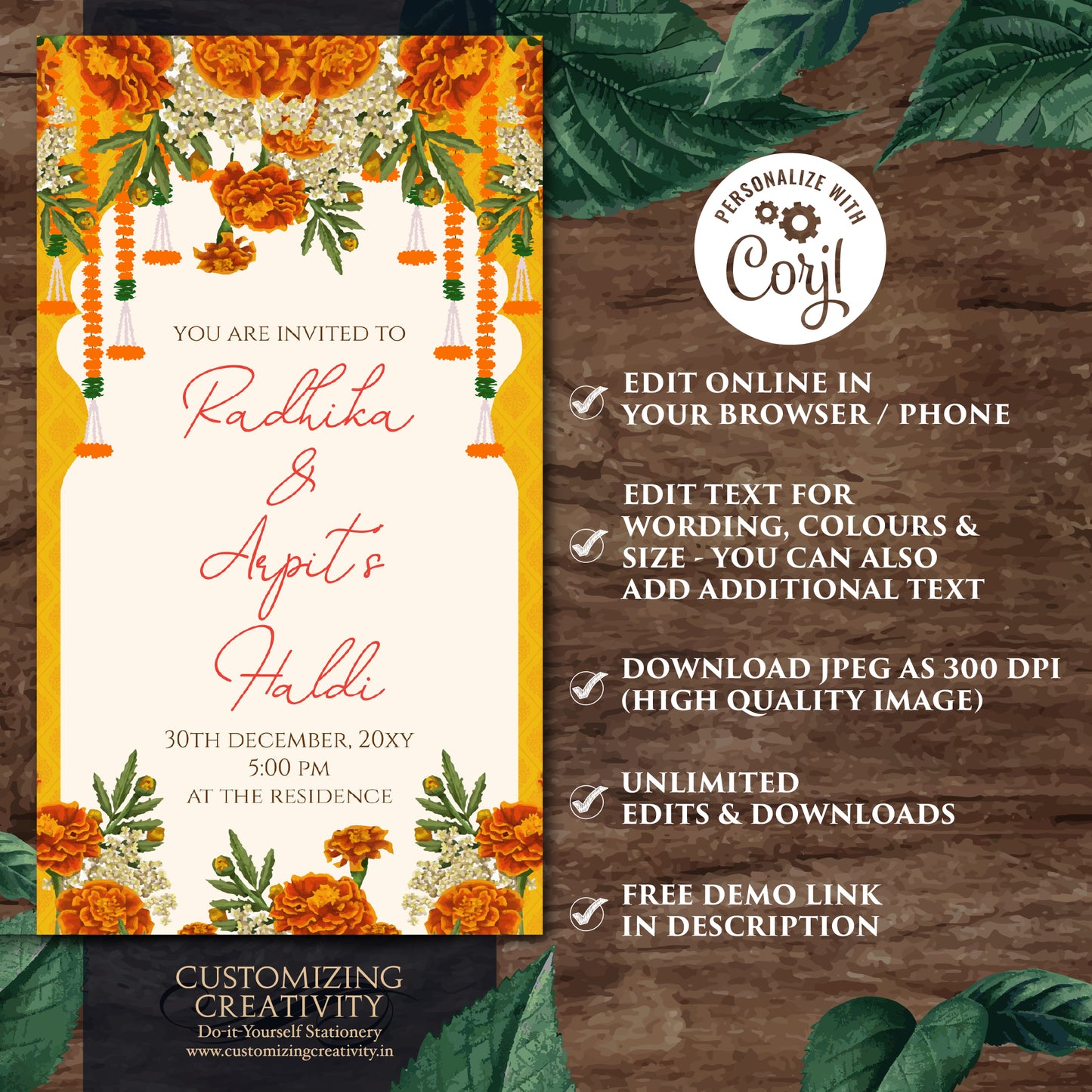 Wedding Haldi invitation Digital Haldi invites, Mayoun invitations & Mehndi invitations, Digital Mayoun invites as Dholki invitations Mehndi