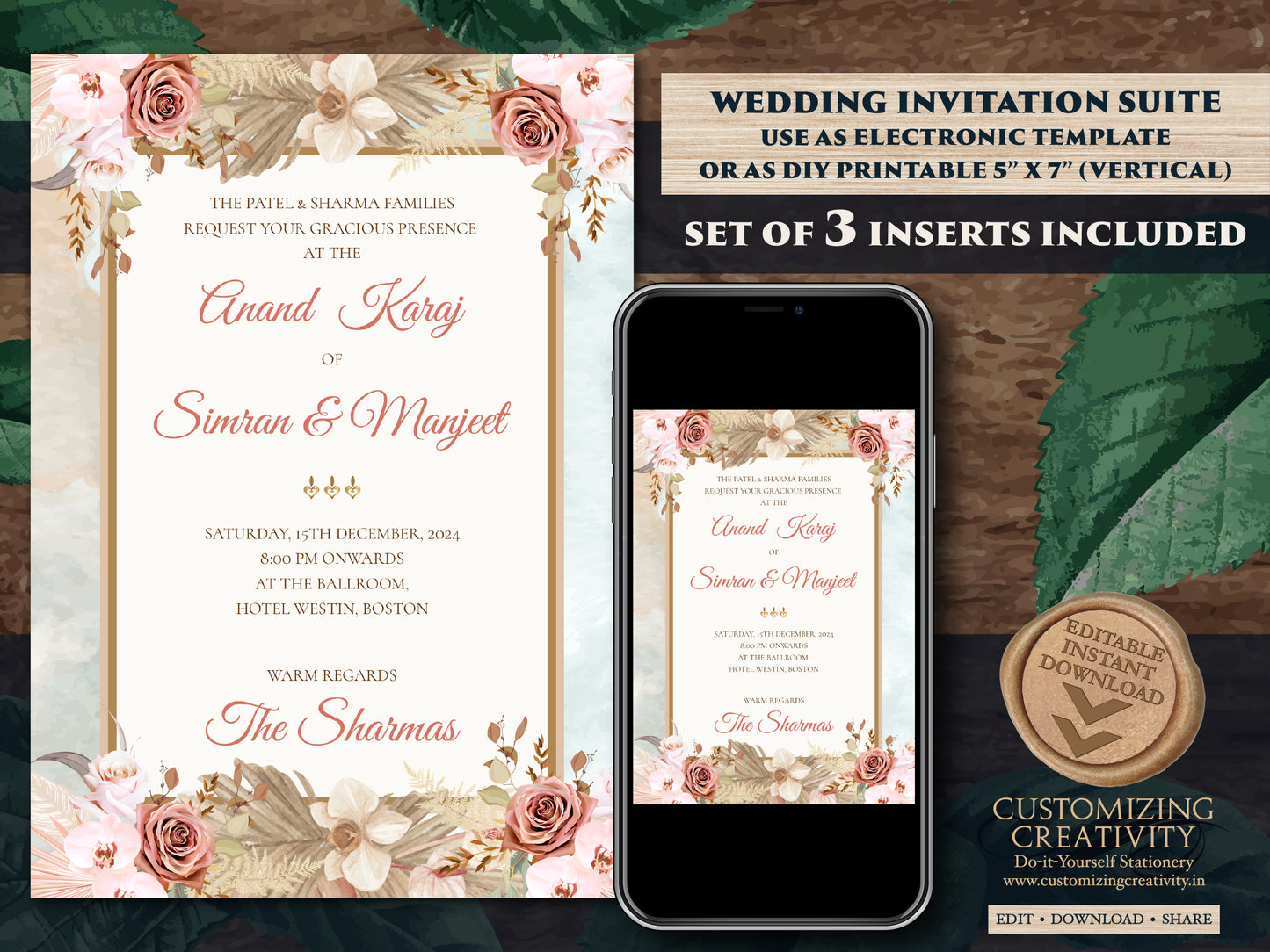 Anand Karaj cards & Sikh invitations, Anand Karaj invites as Sikh Invites, Punjabi invitations as Punjabi invites Anand Karaj invitations