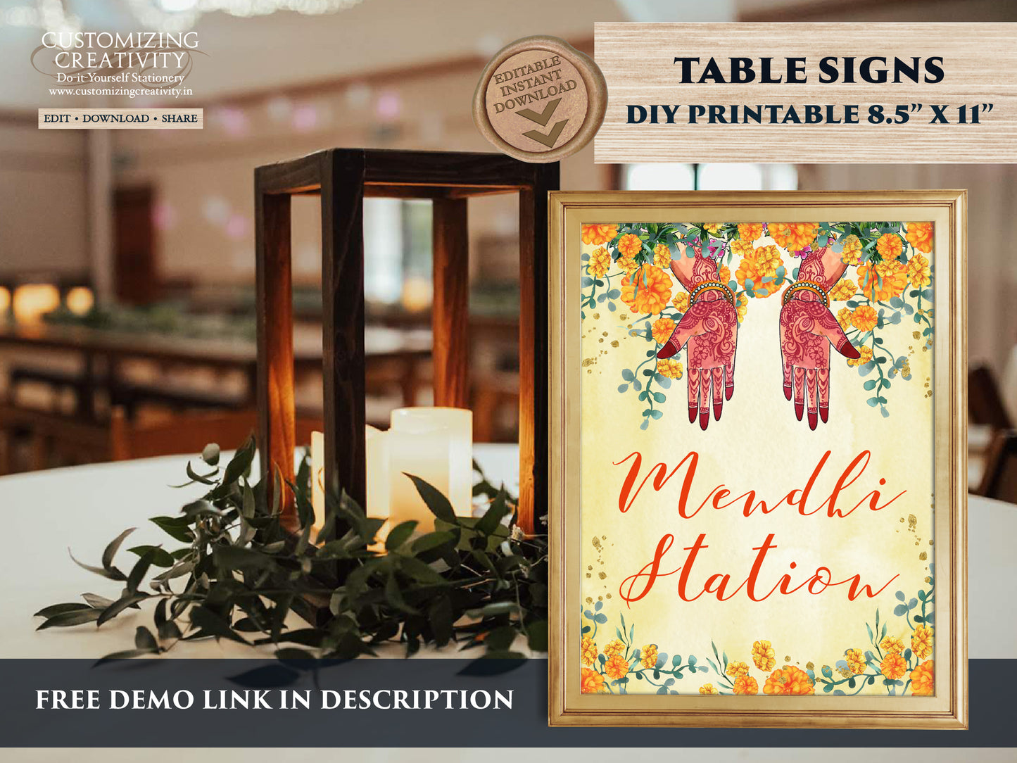 Mehndi decorations Henna station sign, Dholki decoration & Mehndi decor, Indian Wedding decor as Mehndi sign, Mehendi decoration Desi decor