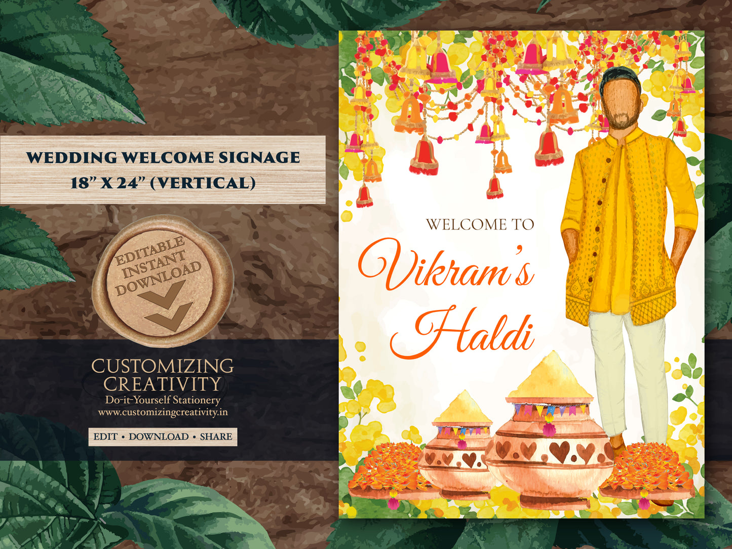 Boy Haldi posters & Groom Haldi signs, Welcome to Haldi Sign for boy as Haldi Welcome Signs Boy, Haldi decoration as Haldi decor signs Groom