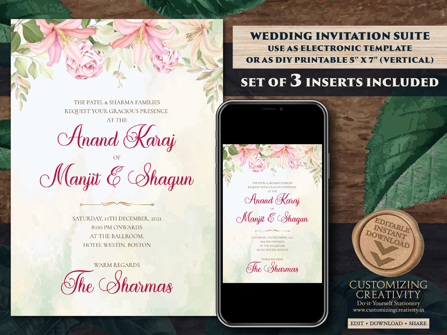 Sikh wedding cards Punjabi invitations, Anand Karaj invitations & Sikh wedding invitations, Punjabi wedding cards as Anand Karaj invites