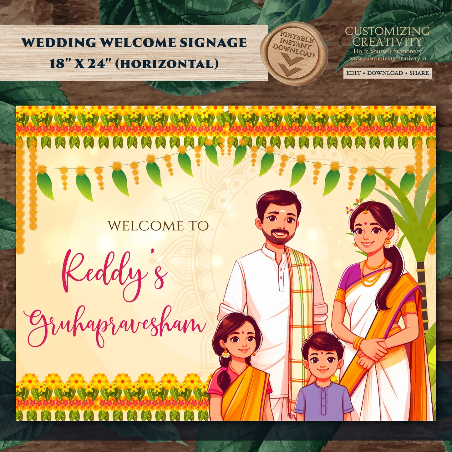 Gruhapravesam signs Indian Housewarming welcome signs, Gruhapravesam Welcome signs Indian Housewarming sign & Grihapravesh Welcome sign