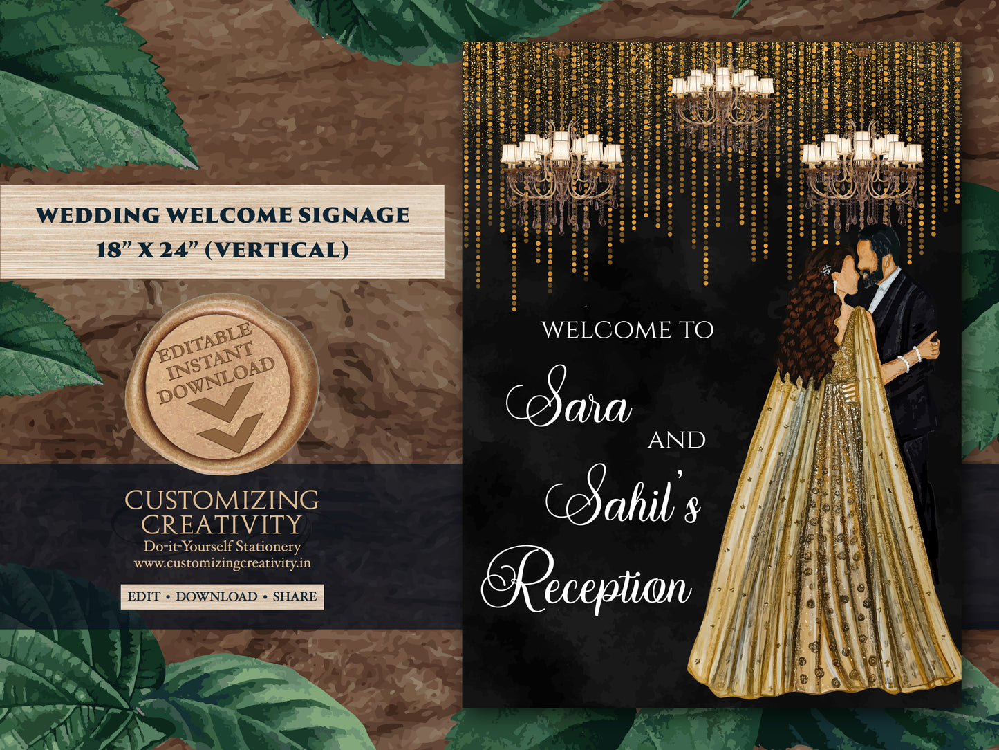 Indian Reception sign & Indian Wedding Reception sign, Indian Reception Welcome signs as Welcome to Reception sign, Indian Reception signage