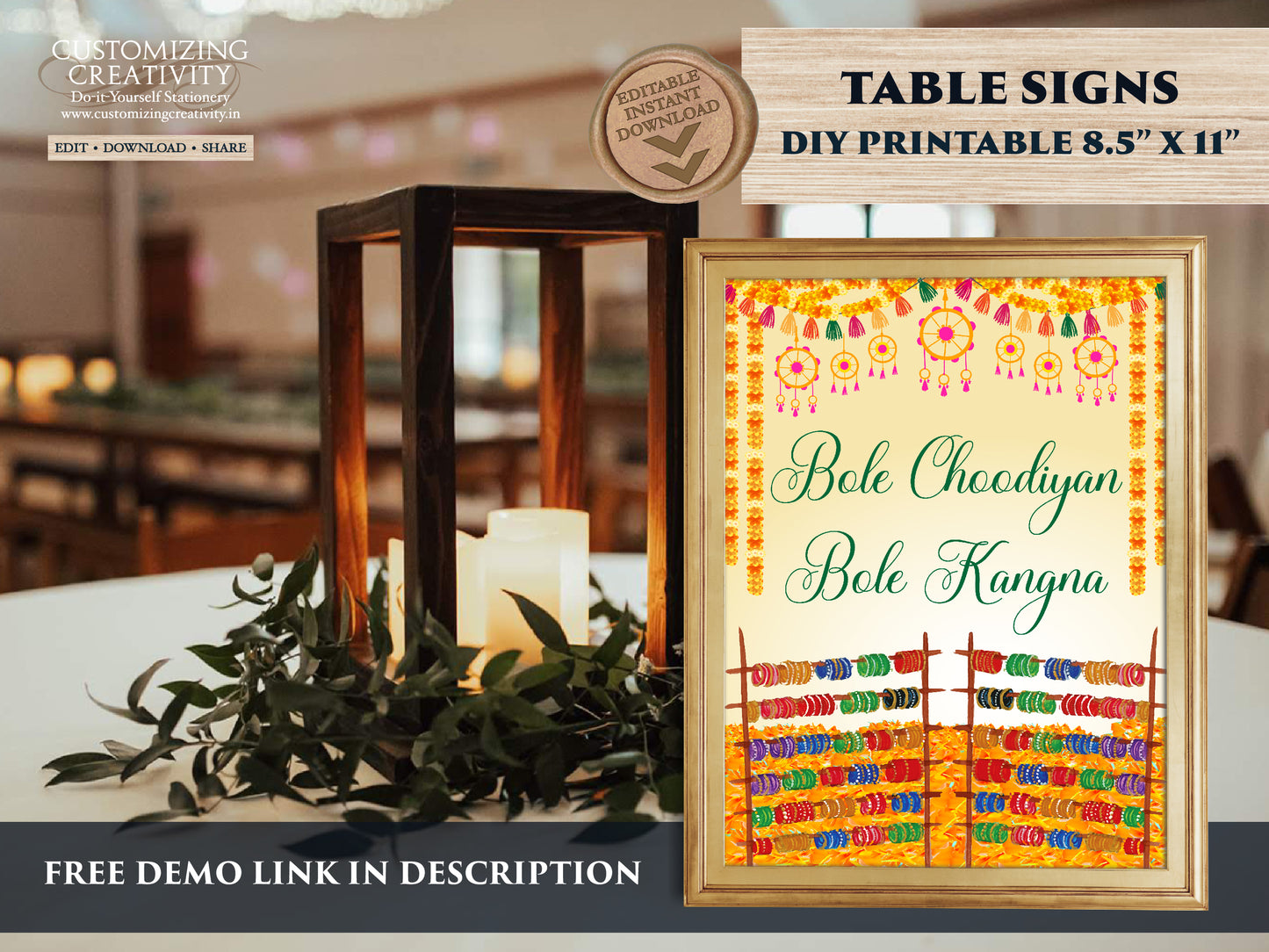 Indian Bangle bar sign Bindi Bar signs, Mehndi decoration as Bangle ceremony decor & Henna station Desi wedding, Mehndi decor as Haldi decor