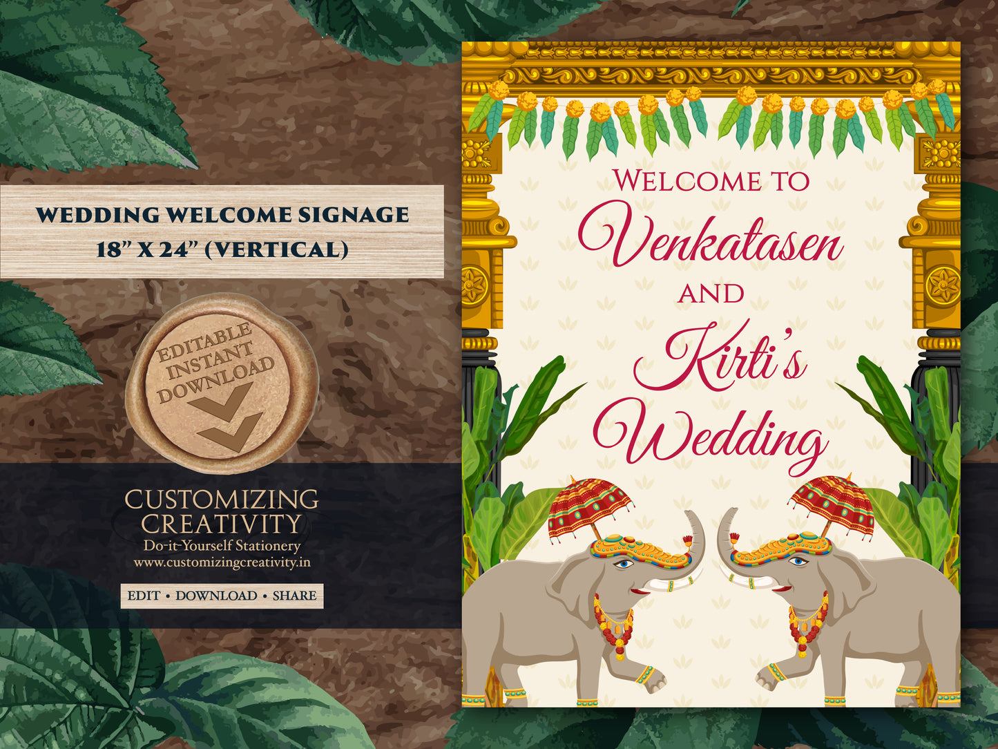 South Indian Wedding signs as Welcome Tamil Wedding signs, South Indian Welcome Signs as Kalyanam Welcome signs, South Indian Signs Wedding