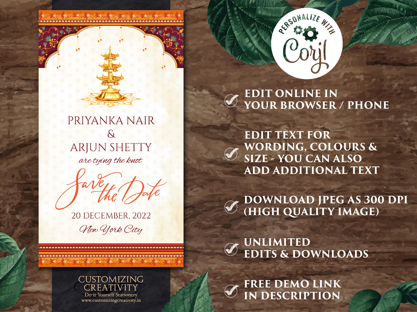 South Indian Wedding Save the Date: Telugu & Tamil (Digital Download)