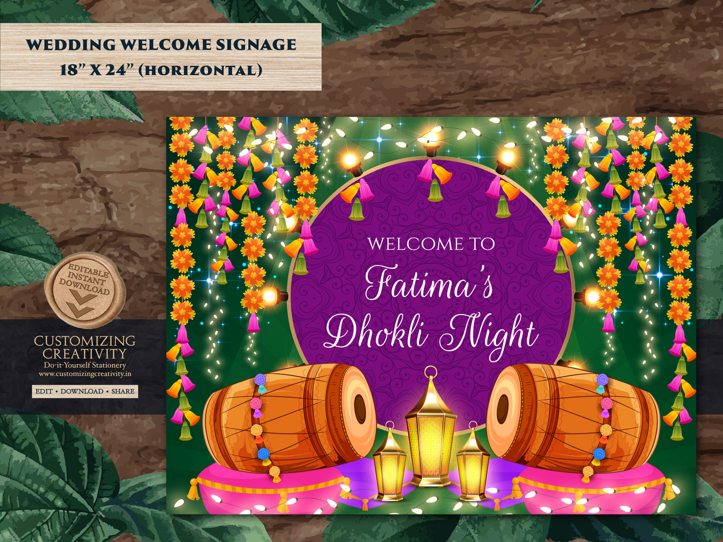 Dholki Welcome Sign as Dholki decor, Dholki Sign & Dholki decoration, Mehndi Welcome sign as Mehndi sign, Mendhi sign as Mendhi welcome sign