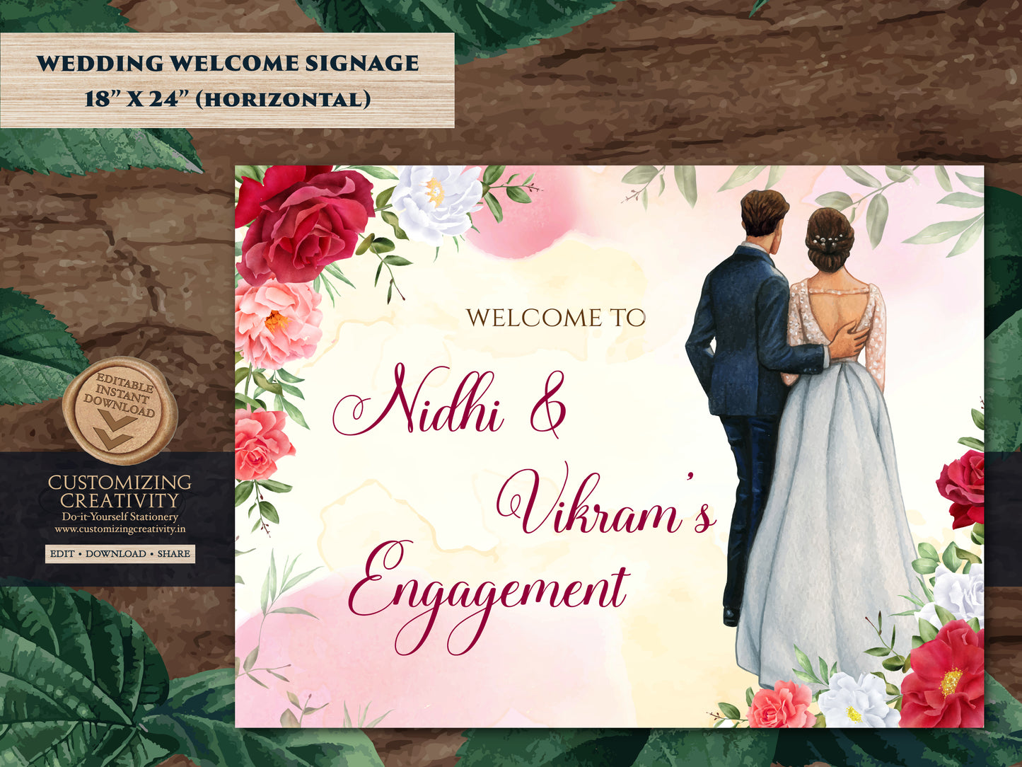 Engagement Welcome sign, Roka Ceremony sign & Punjabi Engagement Signs, Ring Ceremony Welcome Signs as Welcome Engagement sign, Rokha signs