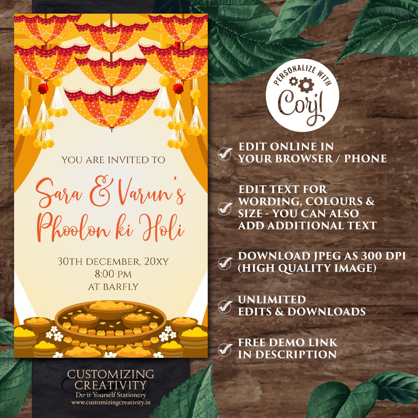 Digital Mayoun invites as Dholki invitations Mehndi invite, Haldi invitations Digital Haldi invites, Mayoun invitations & Mehndi invitations