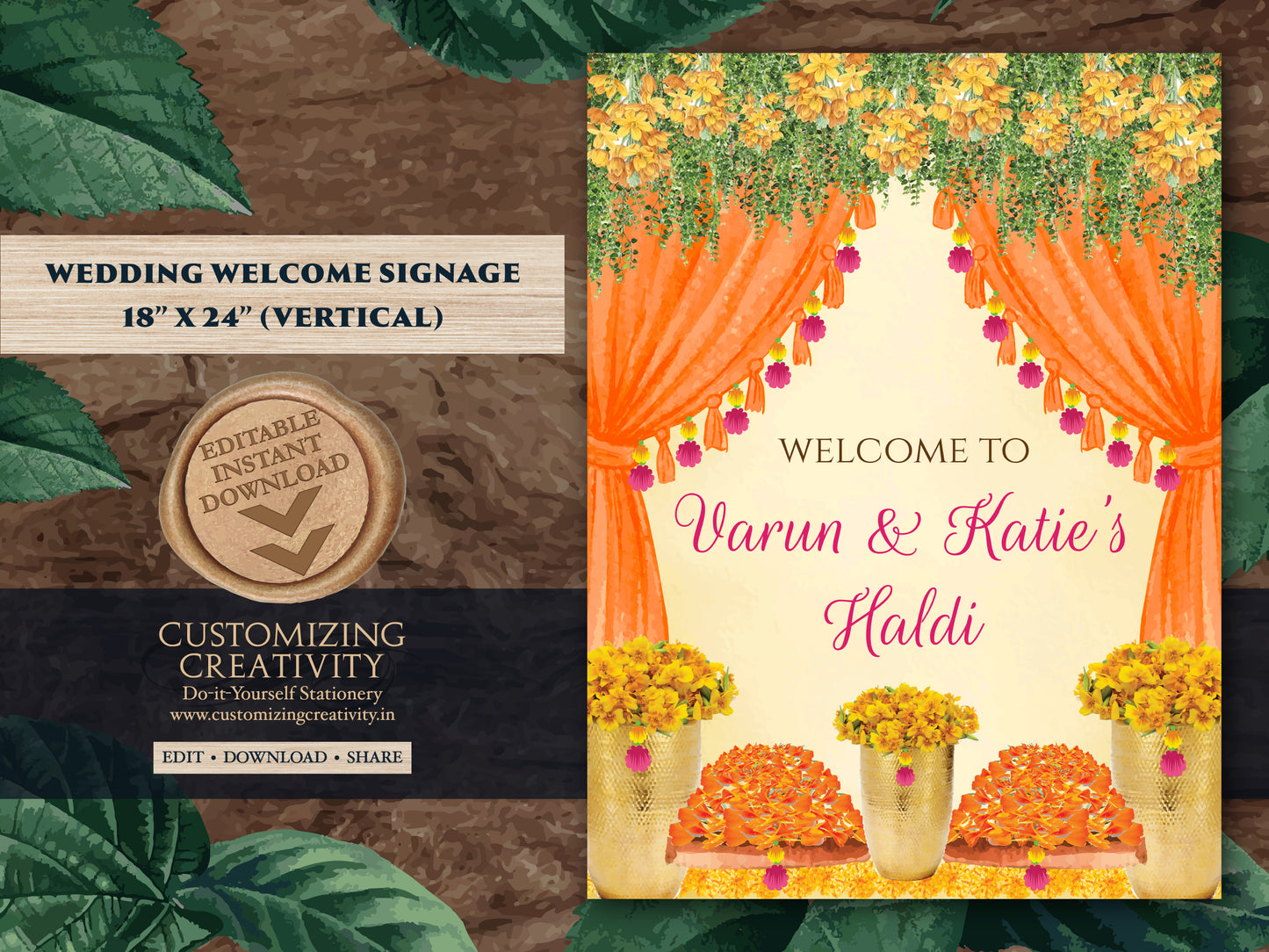 Wedding Haldi signs as Haldi decoration, Haldi posters as Welcome to Haldi Signs & Haldi Welcome Signs, Haldi decor signs as Pithi signs
