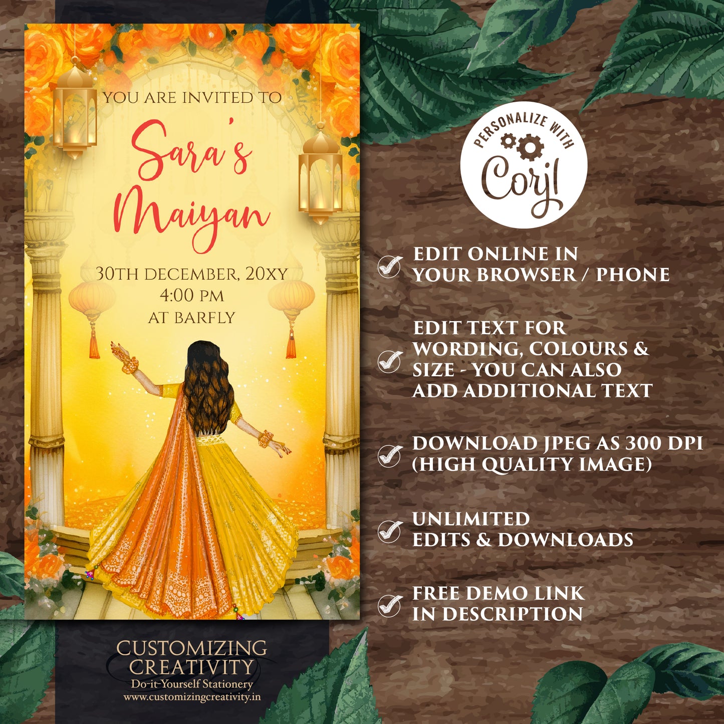 Maiyan invitations Haldi invites Digital, Pithi invitations Haldi invitations & Mehndi invitations, Digital Mayoun invites as Pithi invites