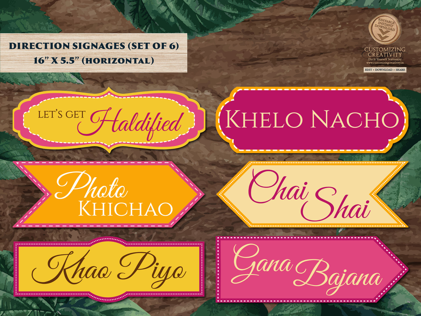 Haldi decor signs & Haldi Signs, Mehendi decor as Mehndi decor sign, Mehndi Welcome signs as Dholki decor, Sangeet decor as Haldi decoration