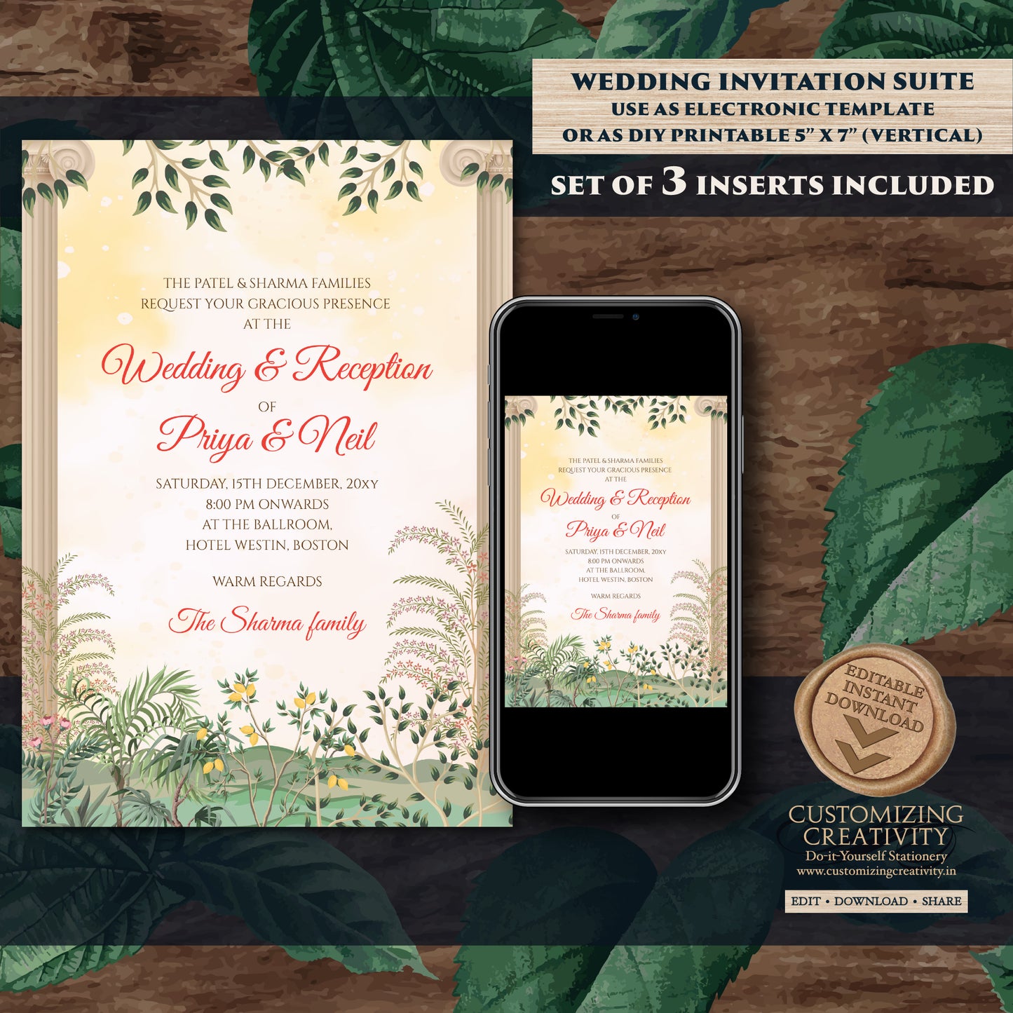 Digital Shaadi invitations Indian wedding invitation, Indian wedding card as Gujarati Kankotri, Hindu invitation as Hindu wedding invite