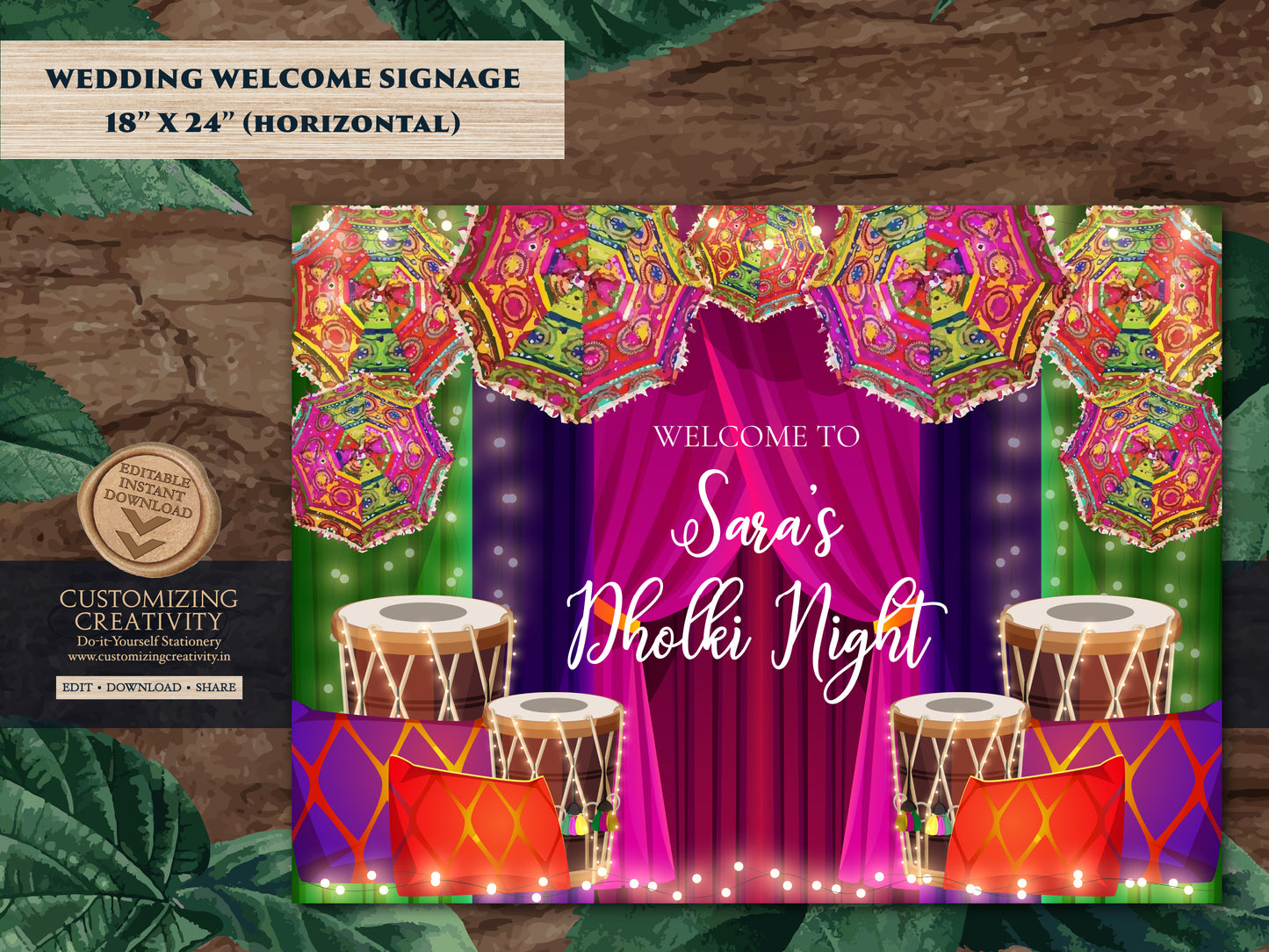 Muslim Dholki Decor signs & Dholki Night Signs, Dholki Welcome Signs as Dholak Welcome signs, Dholak Night signs as Punjabi Dholki signs