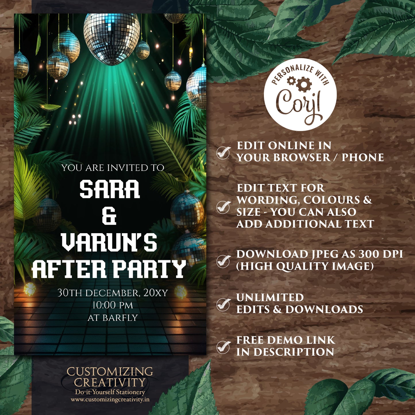 Indian Wedding After Party invite Digital Indian Cocktail Party invitation, Digital Indian Youngsters Party invite & Wedding Cocktail invite