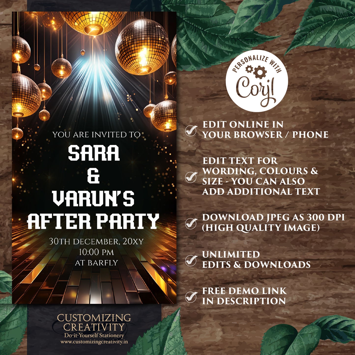 Indian Wedding After Party invite Digital Wedding Cocktail invite, Indian Youngsters Party invite & Digital Indian Cocktail Party invitation