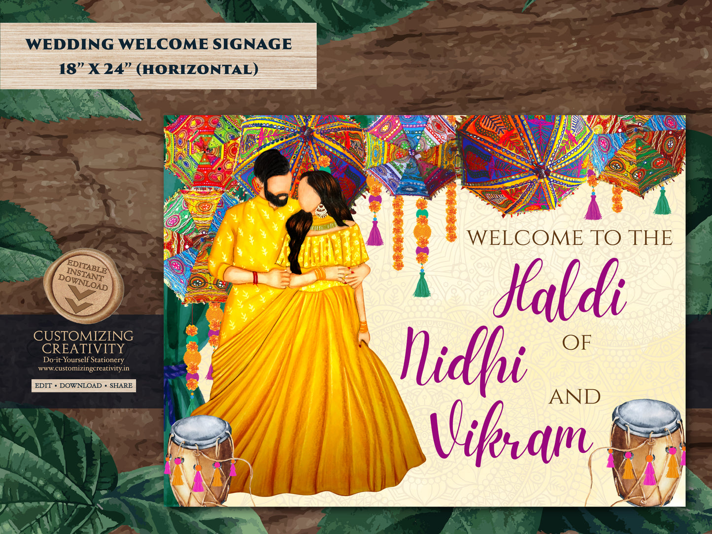 Couple Haldi signages & Pithi signages, Haldi decoration as Haldi decor sign, Holud signages, Welcome to Haldi Signs as Haldi Welcome Signs