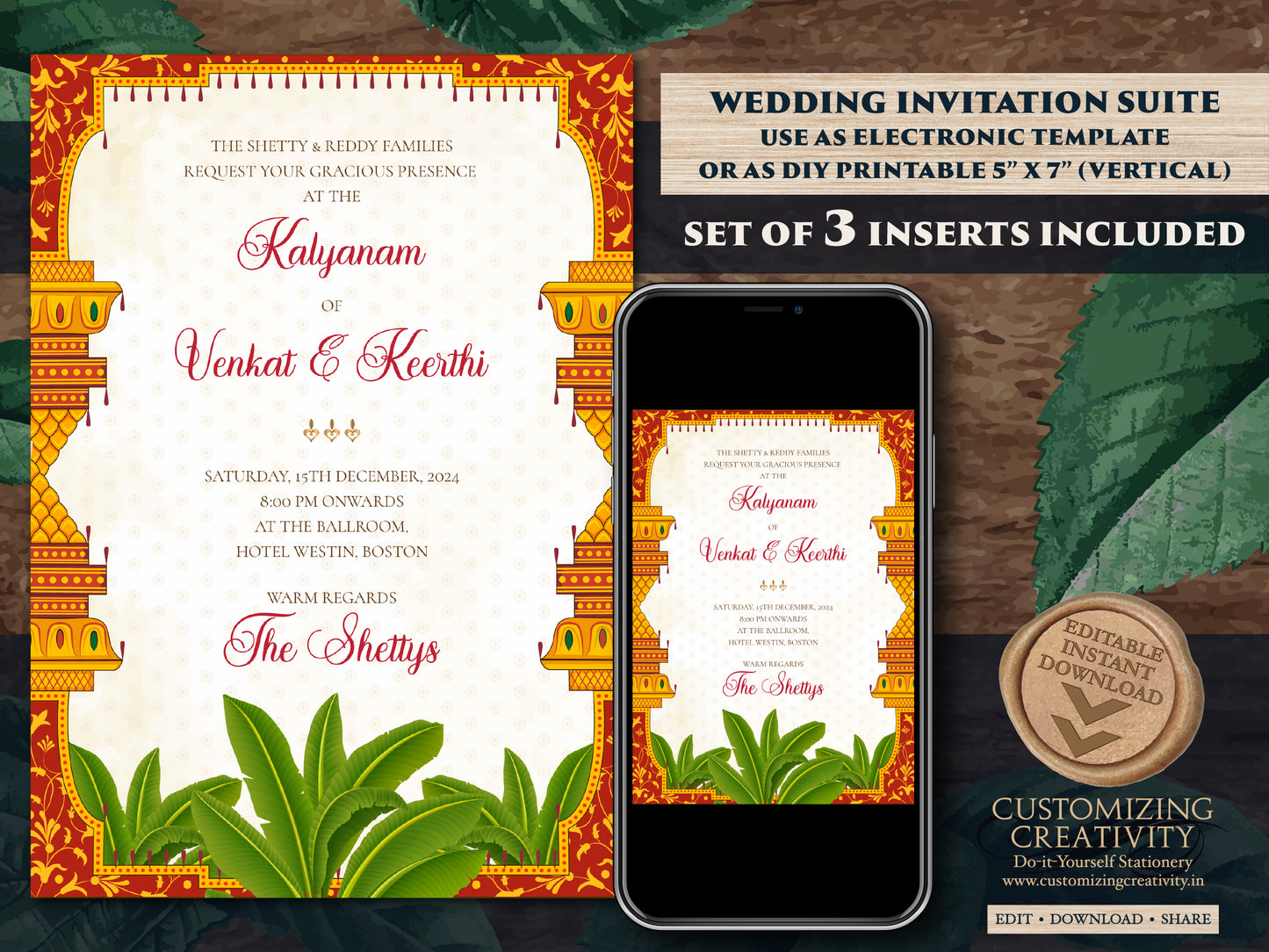 Tamil Wedding cards as Tamil wedding invitation, South Indian Wedding invitation & Tamil Wedding invite, Telugu Wedding invitation Indian