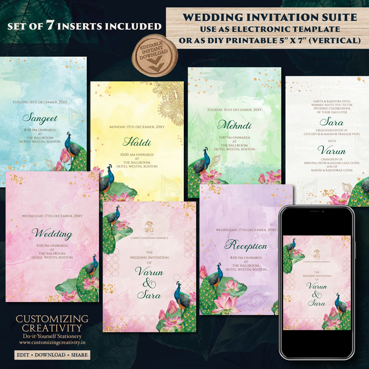 Indian Wedding invitation Digital Hindu Wedding card, Indian wedding invite Gujarati Kankotri & Hindu invitation as Hindu wedding invite