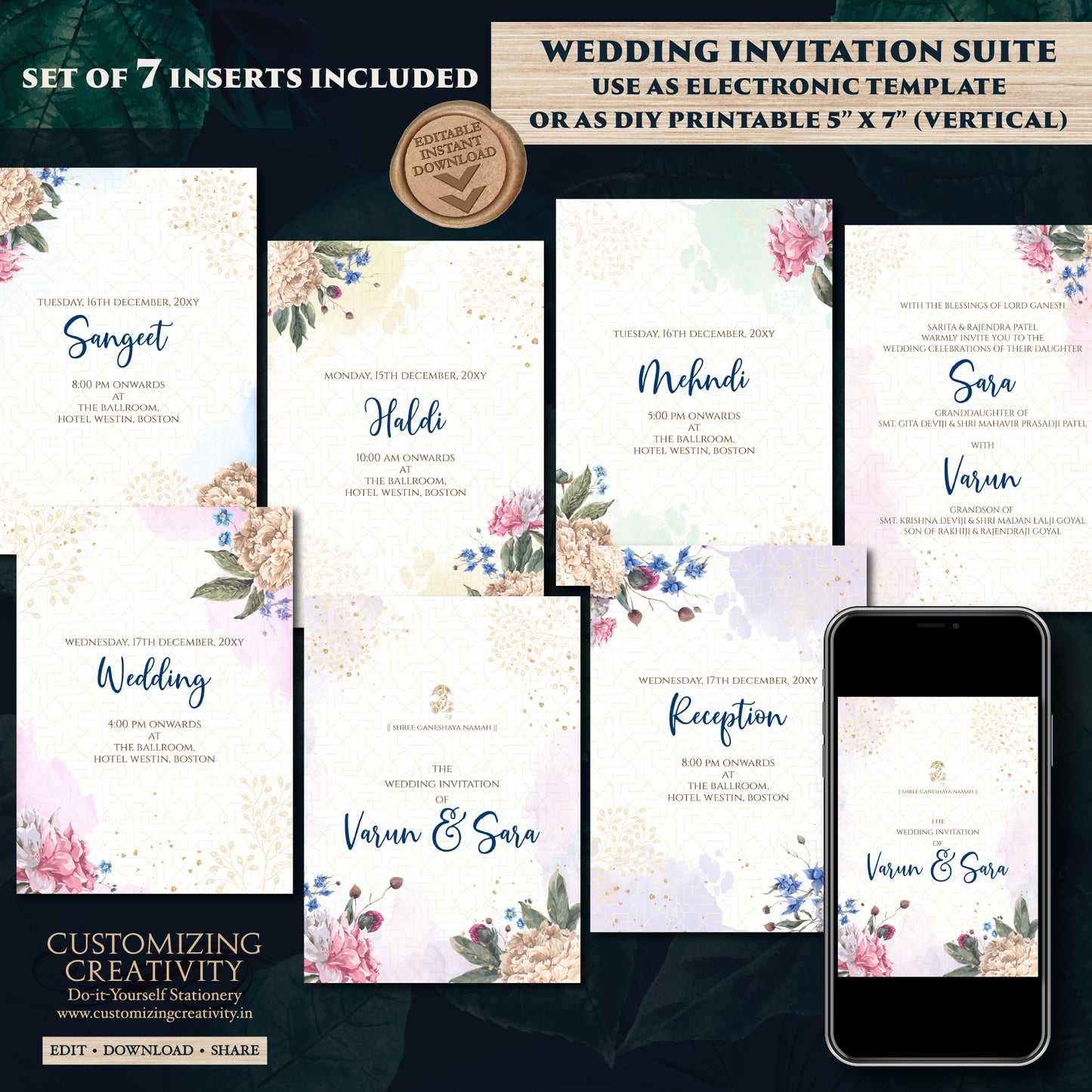 Indian wedding invitations Hindu Wedding card, Indian wedding card as Hindu wedding invitation, Indian wedding invite & Hindu wedding invite