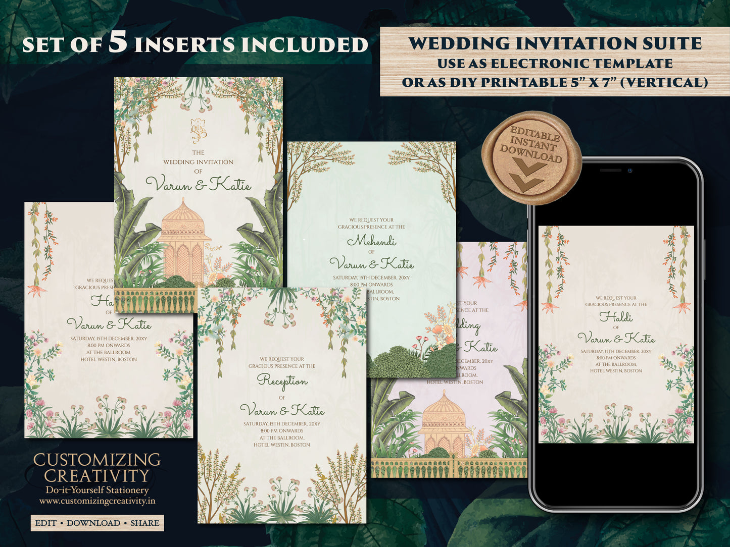 Digital Indian wedding invitation Hindu Wedding card, Indian wedding card as Indian Wedding invite, Hindu invitation as Hindu wedding invite
